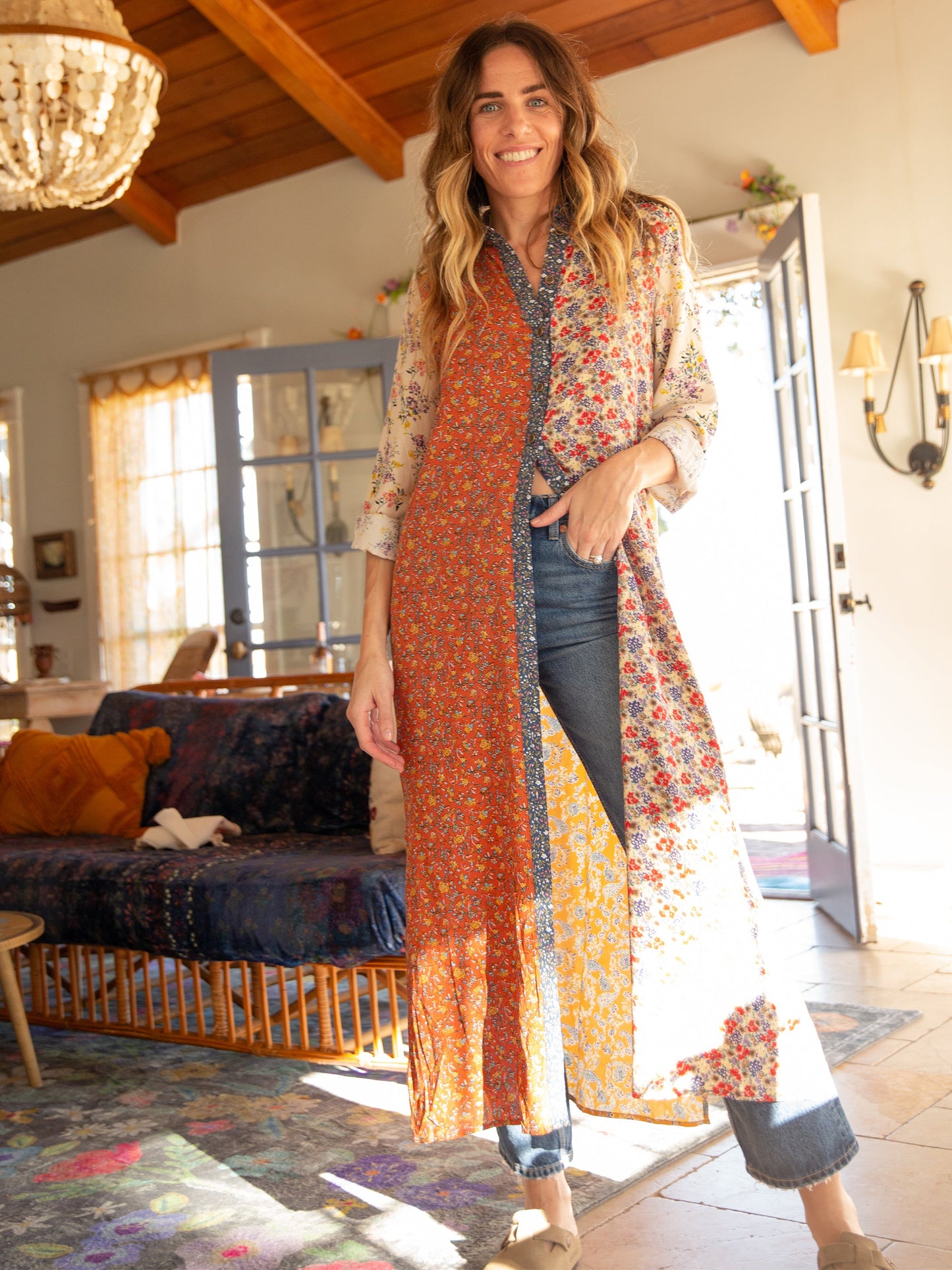 Esme Shirt Dress - Rust Mixed Floral