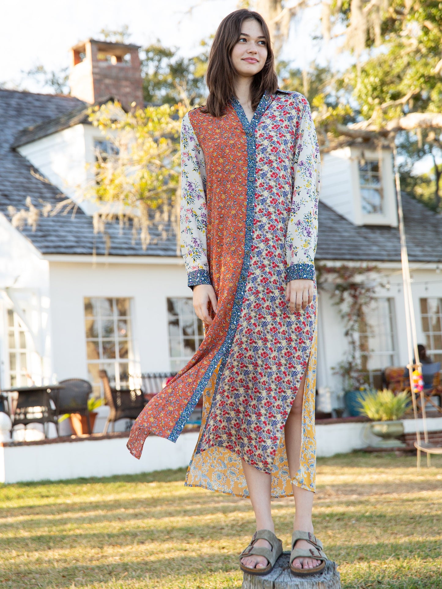 Esme Shirt Dress - Rust Mixed Floral