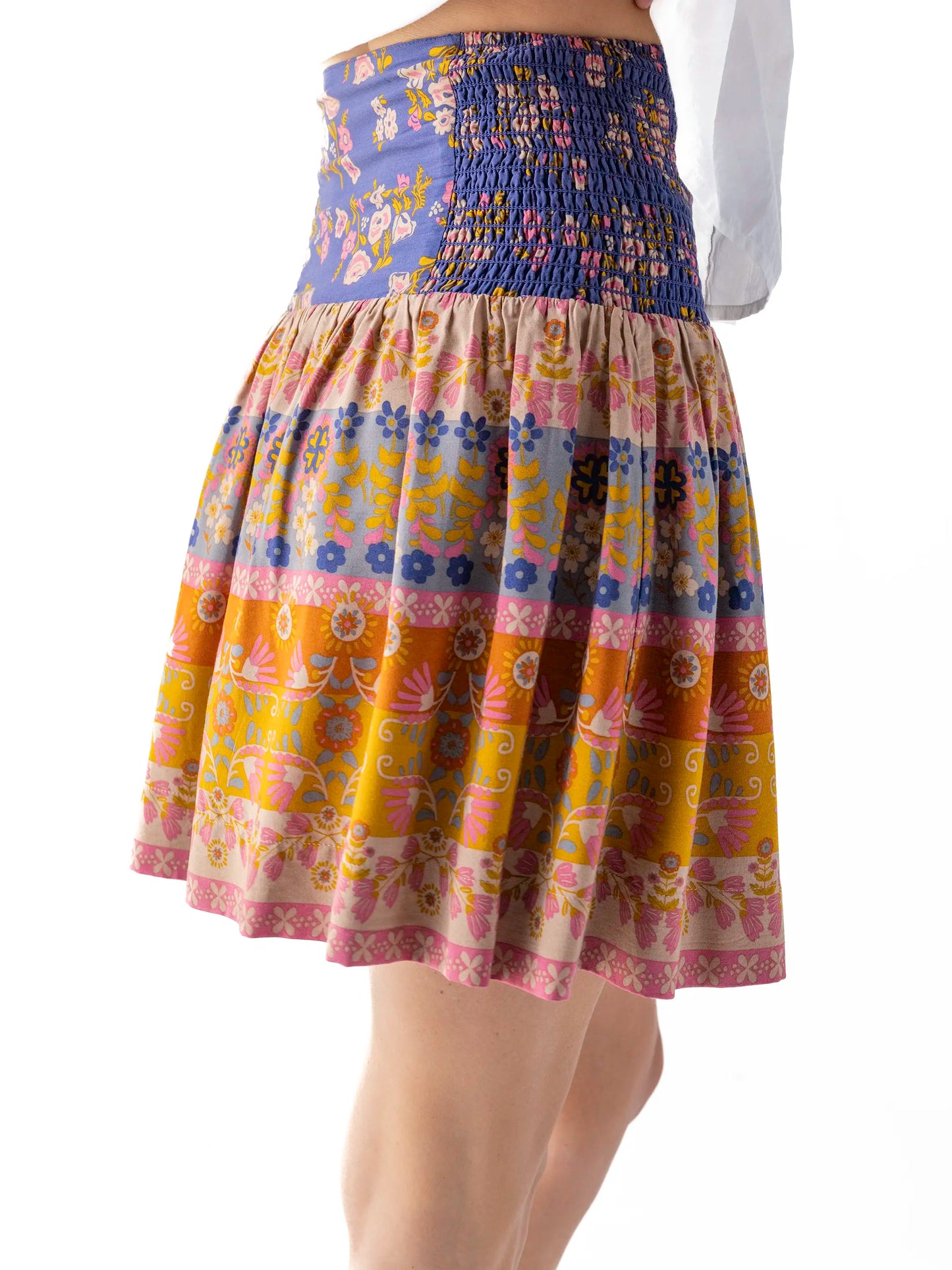 Malia Reversible Mini Skirt - Slate Floral Blooms