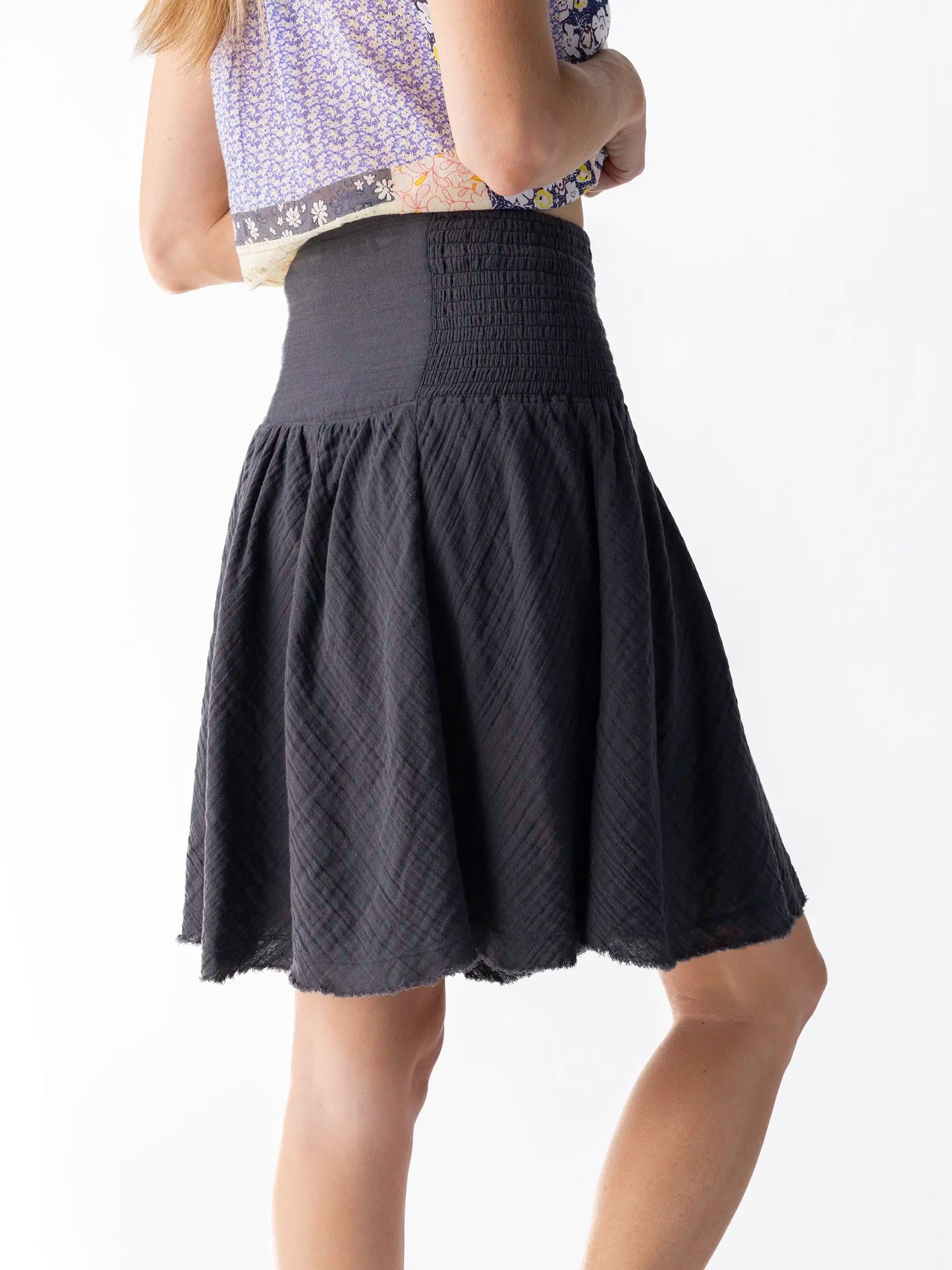 Feelin' Alive Mini Skirt - Charcoal Cotton