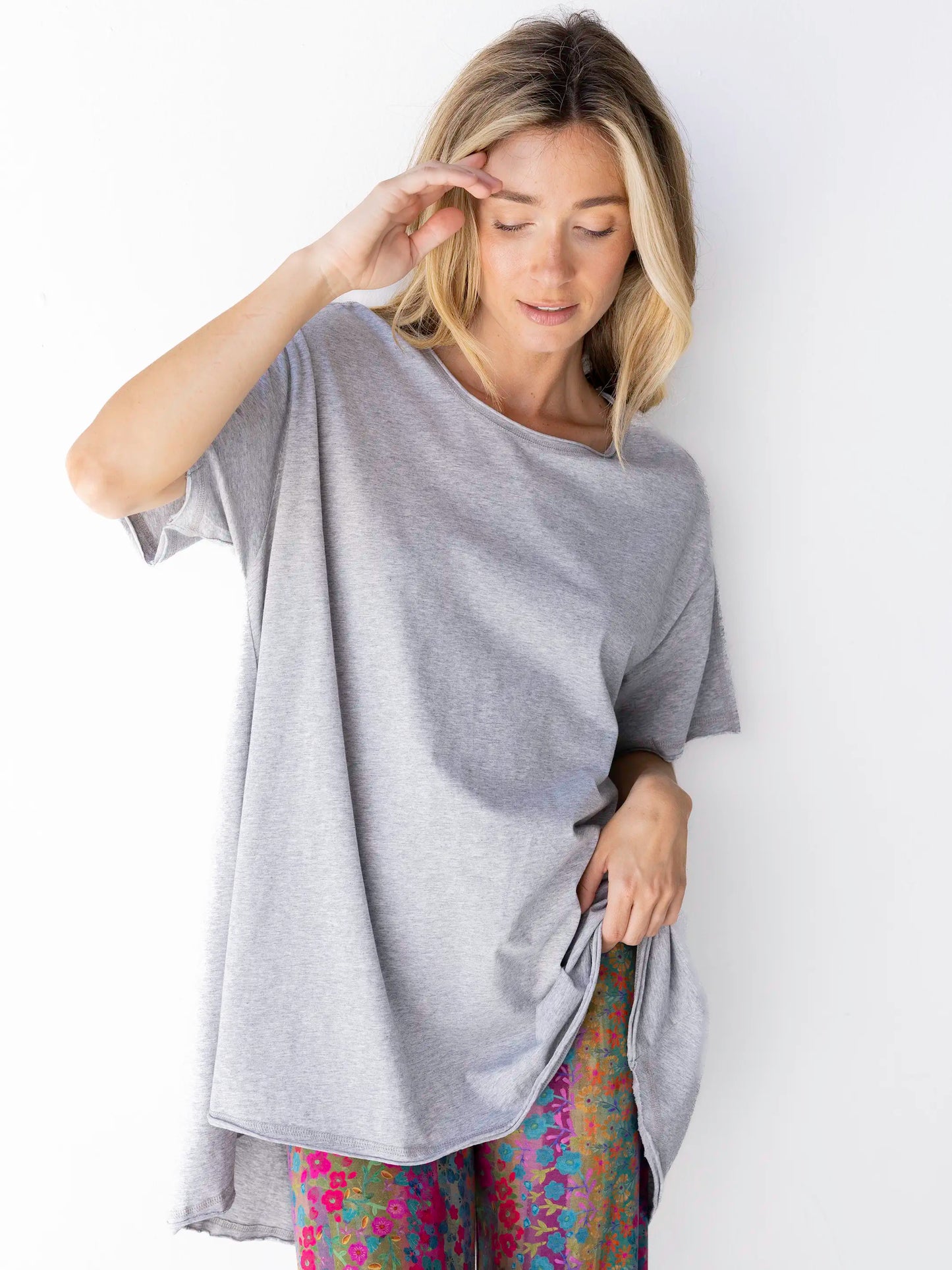 Blake Oversized Cotton Tee - Heather Grey