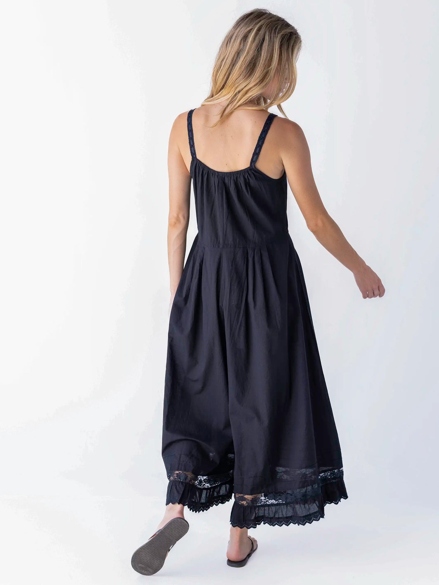 Cotton & Lace Jumpsuit - Black