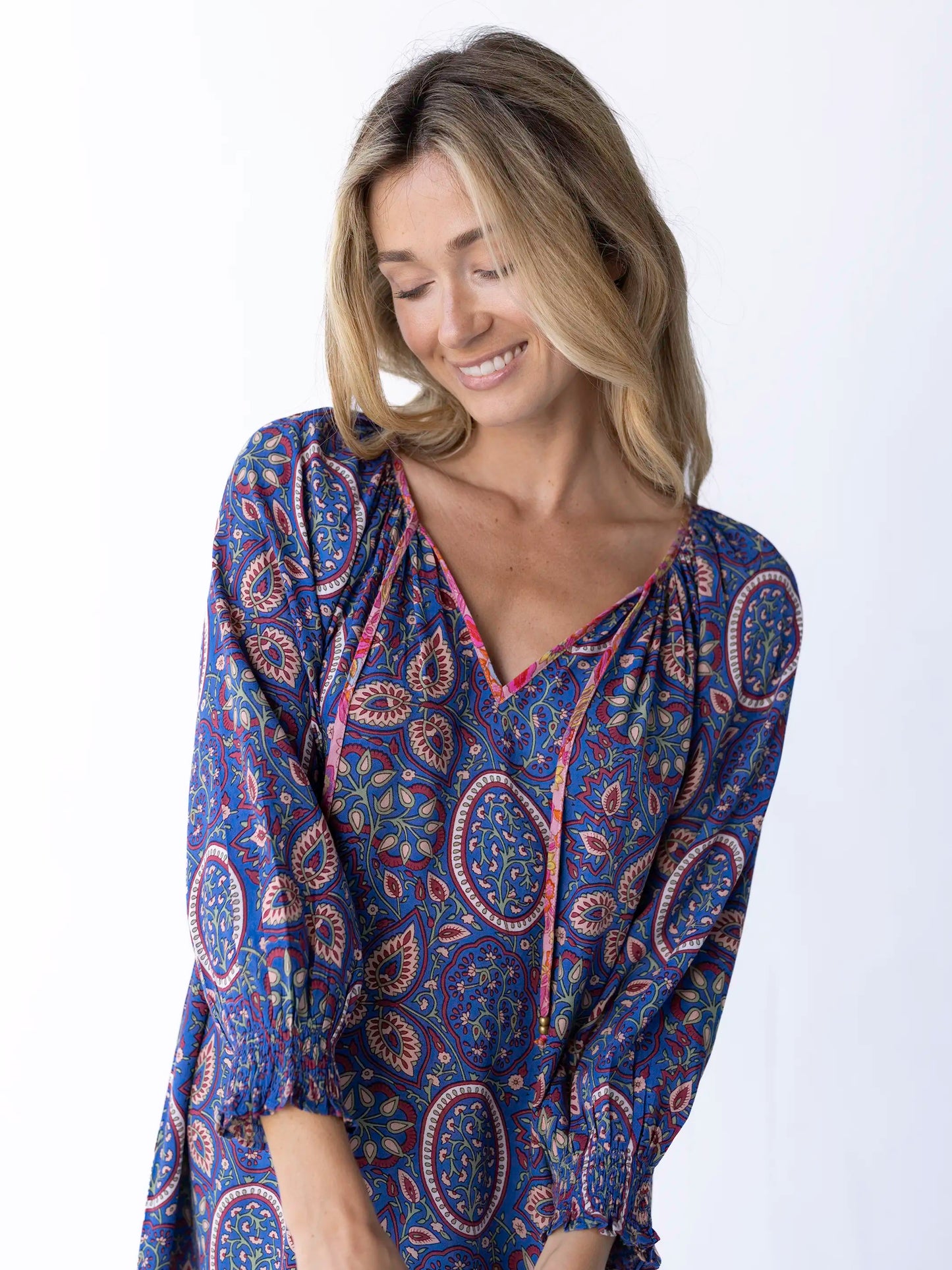 April Mini Dress - Blue Mauve Floral