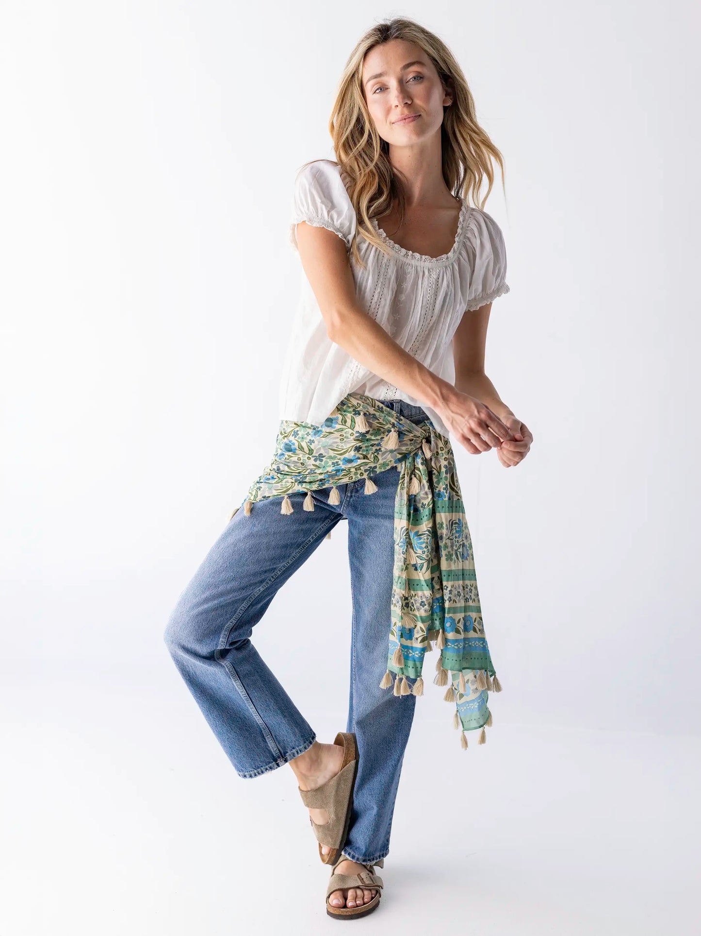 Sayulita Scarf - Blue Cream Floral