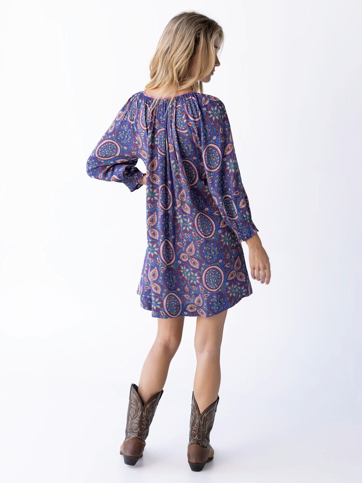 April Mini Dress - Blue Mauve Floral