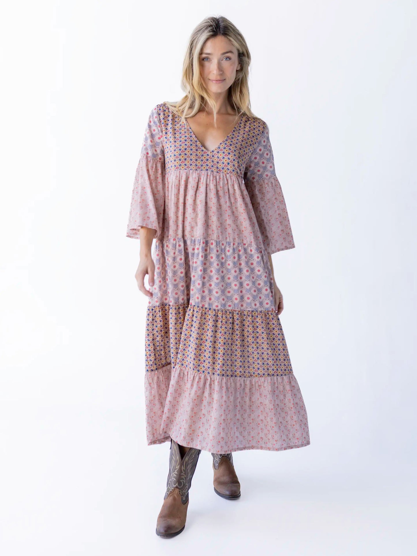Charlotte Cotton Midi Dress - Wildflower Wonder