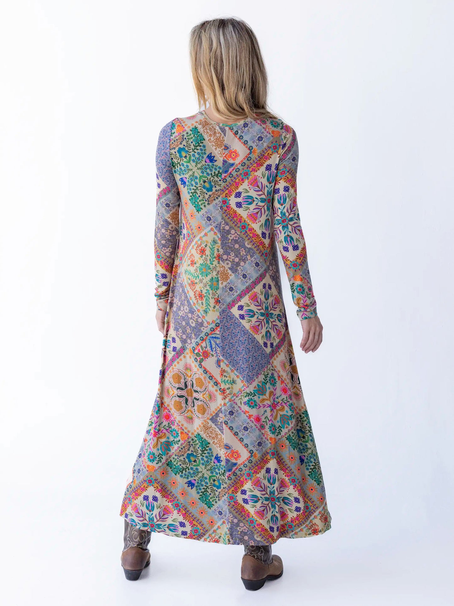 Stevie "ButterSoft" Knit Maxi Dress - Mandala Folk Patchwork