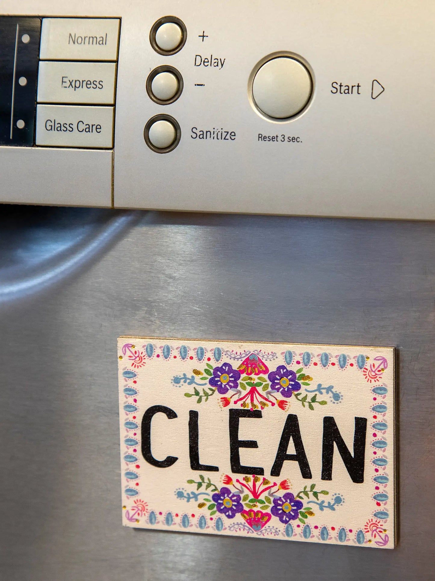 Double-sided Dishwasher Magnet - Floral Border