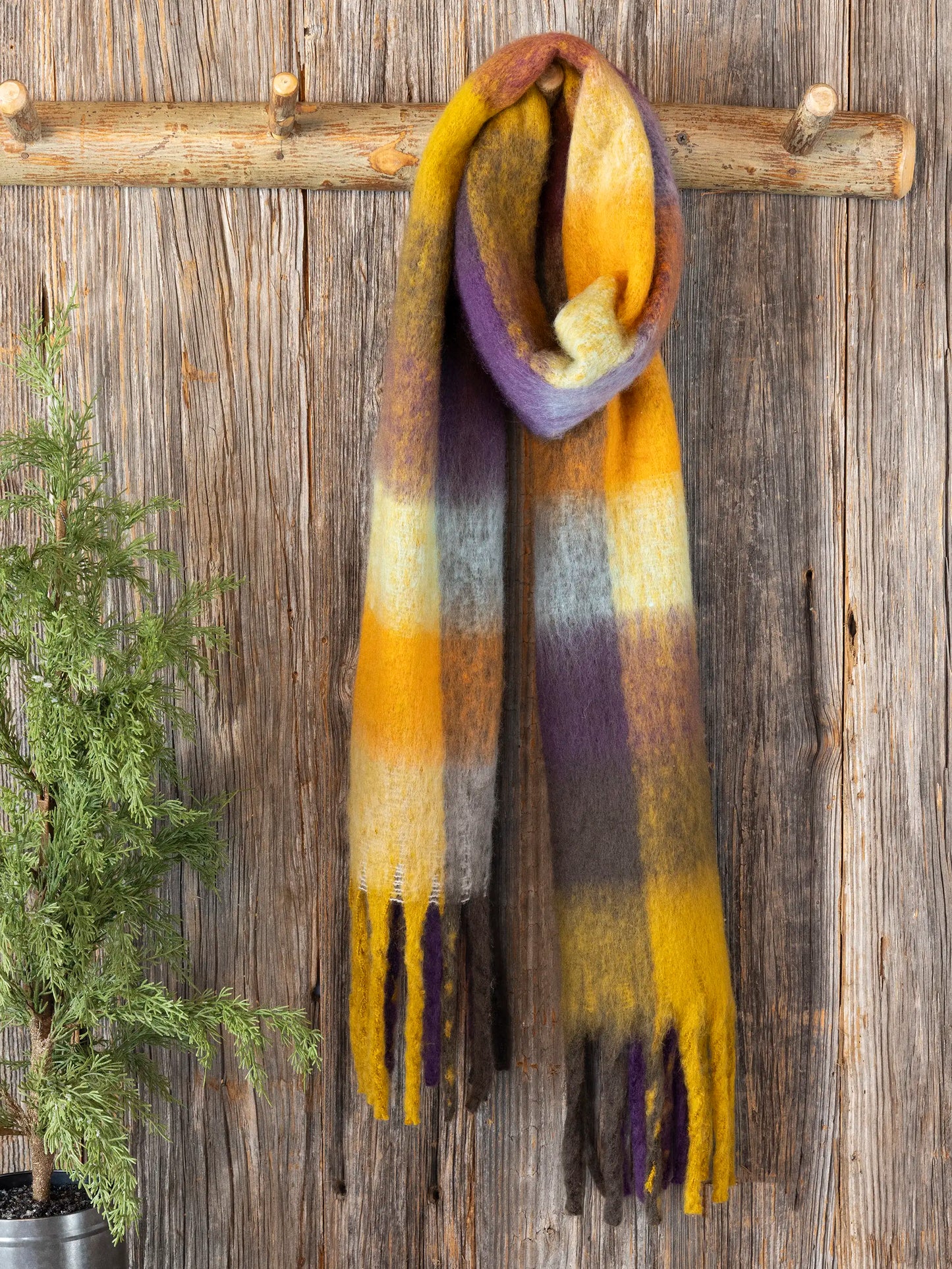 Cuddle Up Cozy Scarf - Plum Plaid
