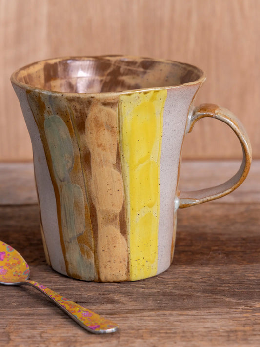 Hand-Painted Striped Stoneware Mug