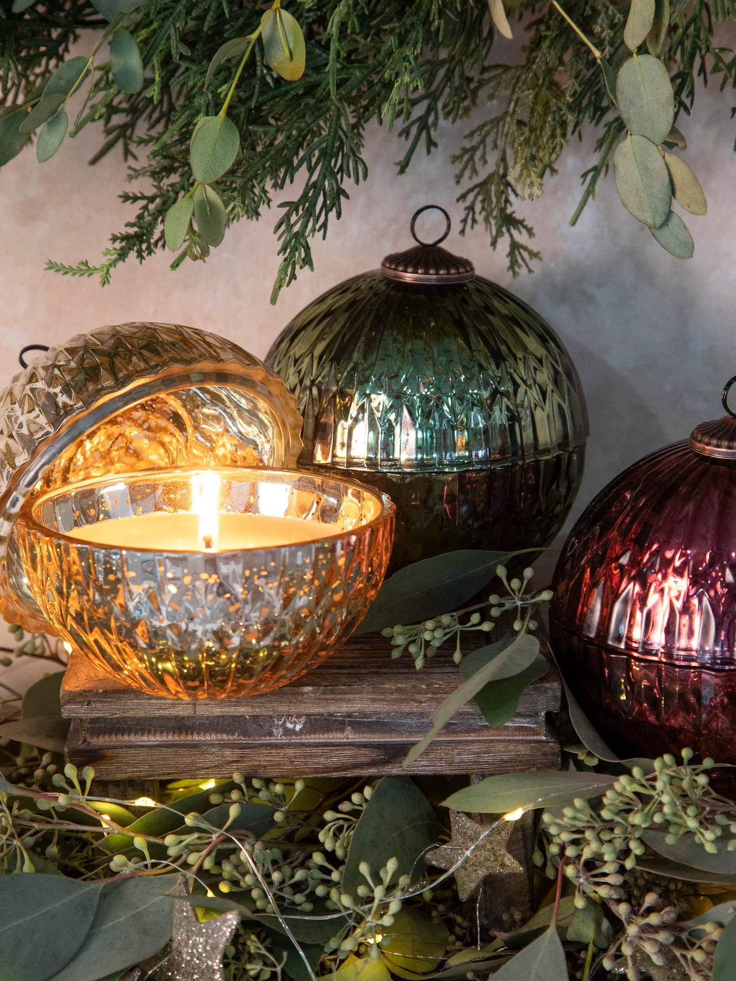 Mercury Glass Ornament Candle - Gold