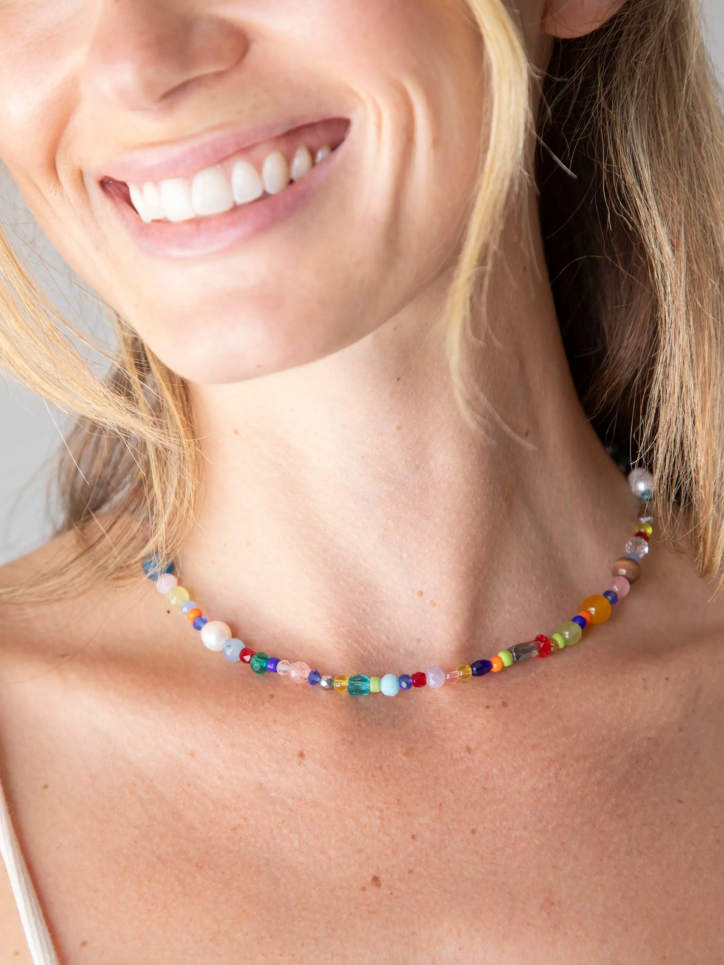 Boho Beaded Choker - Rainbow