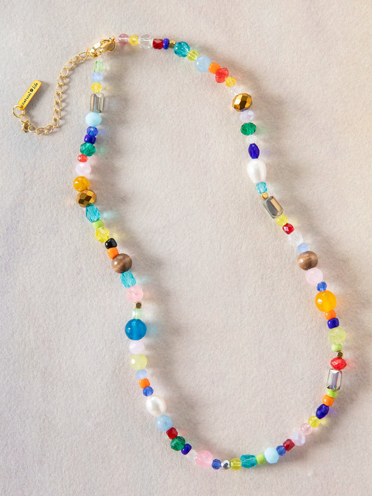Boho Beaded Choker - Rainbow
