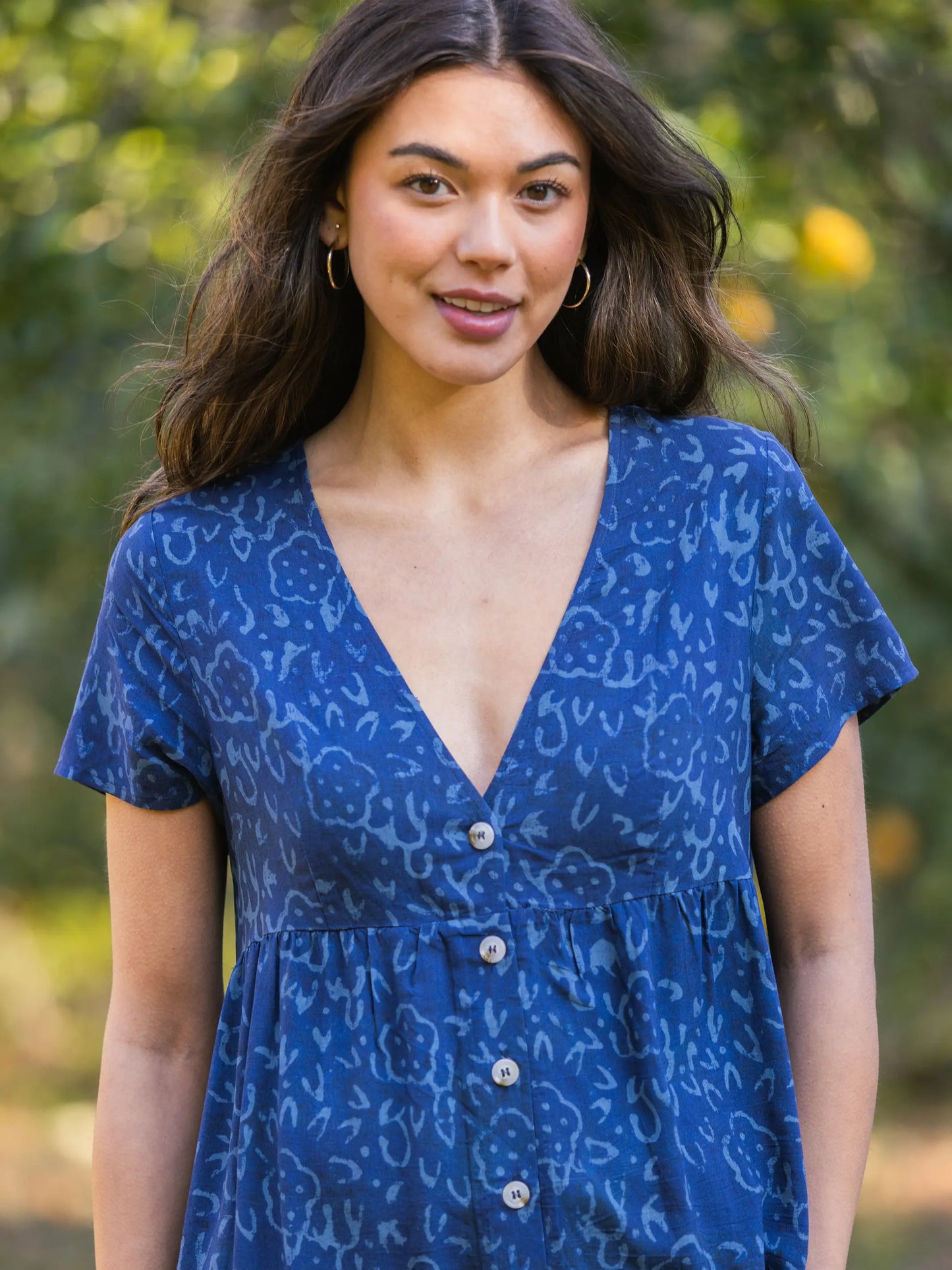 Avery Midi Dress - Navy Shibori Tie-Dye
