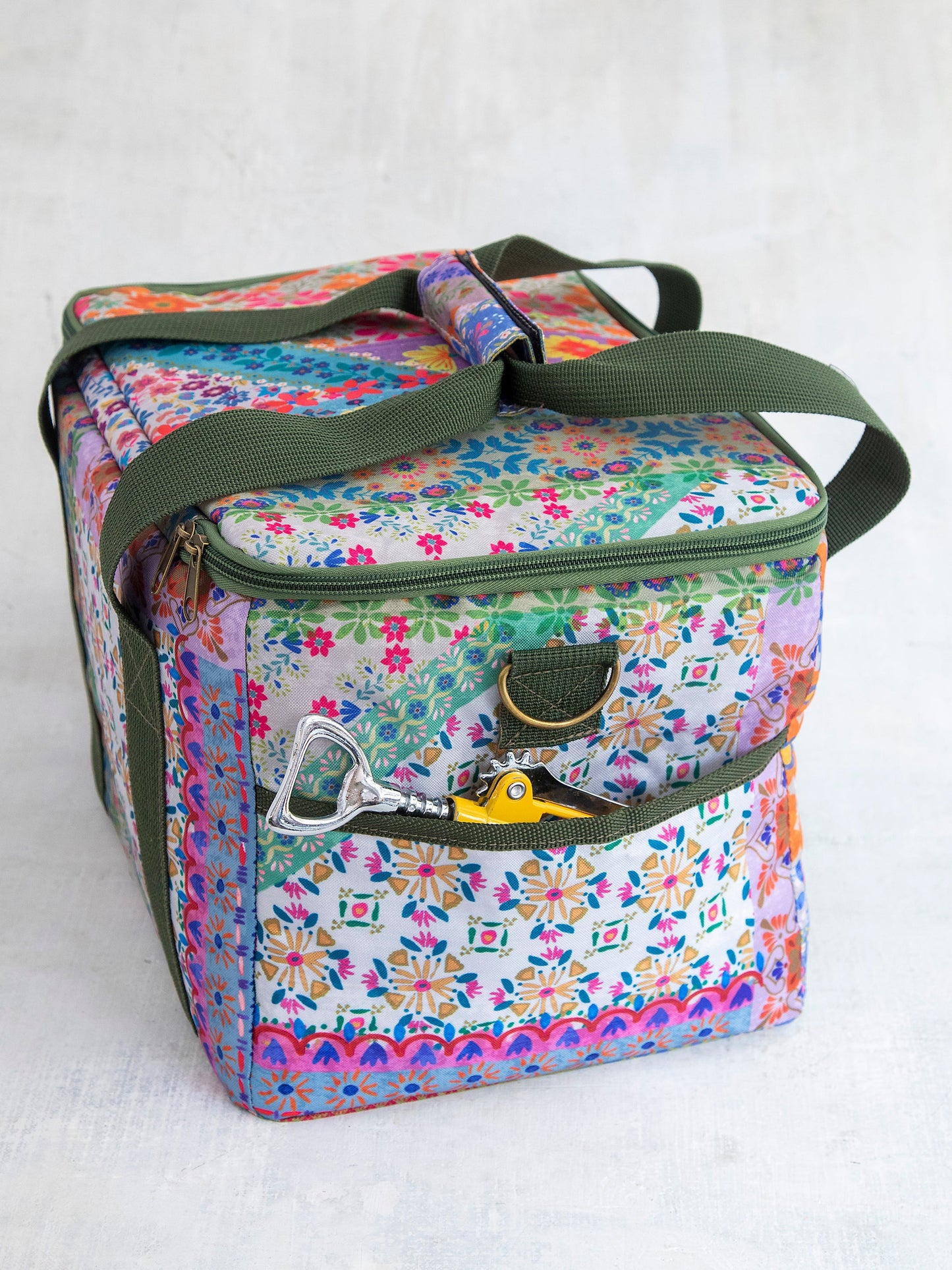Cooler Tote - Folk Flower Patchwork