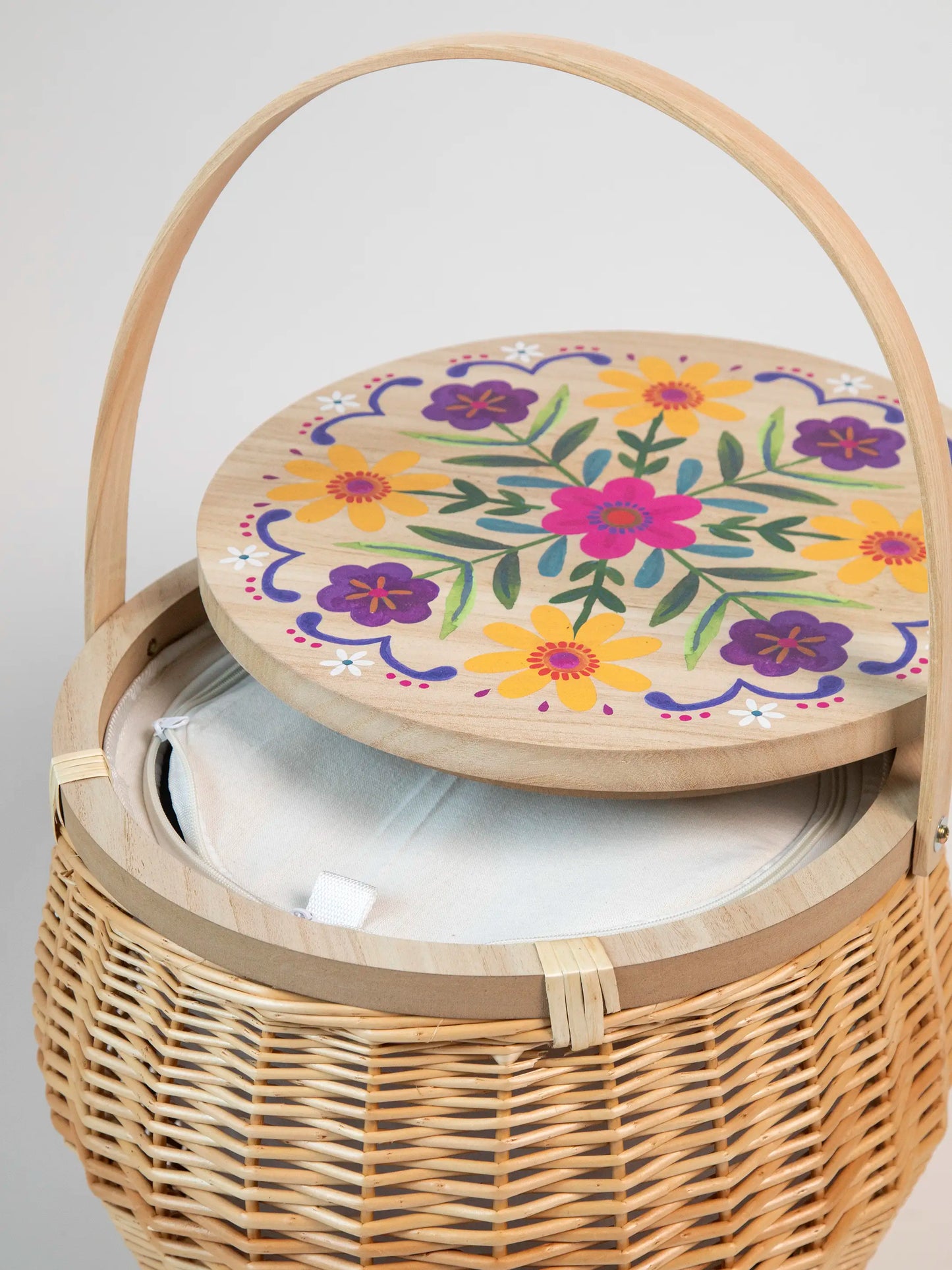 Insulated Picnic Basket Table - Folk Flower
