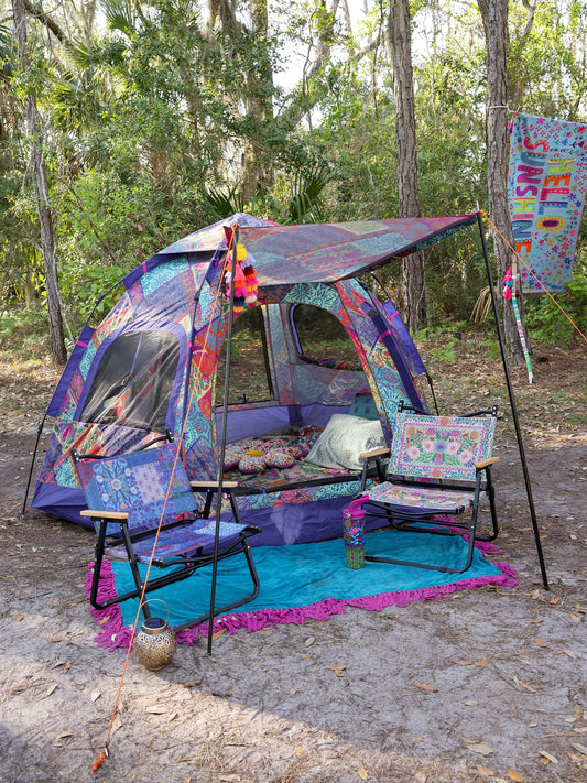 Live Happy Camping Tent - Good Vibes Patchwork