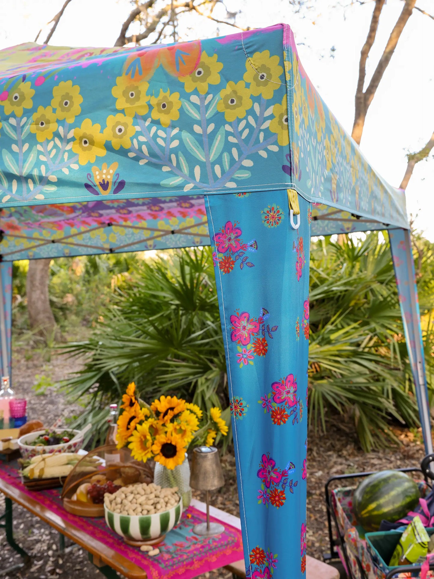 Live Happy Instant Canopy Tent - Dark Teal Floral