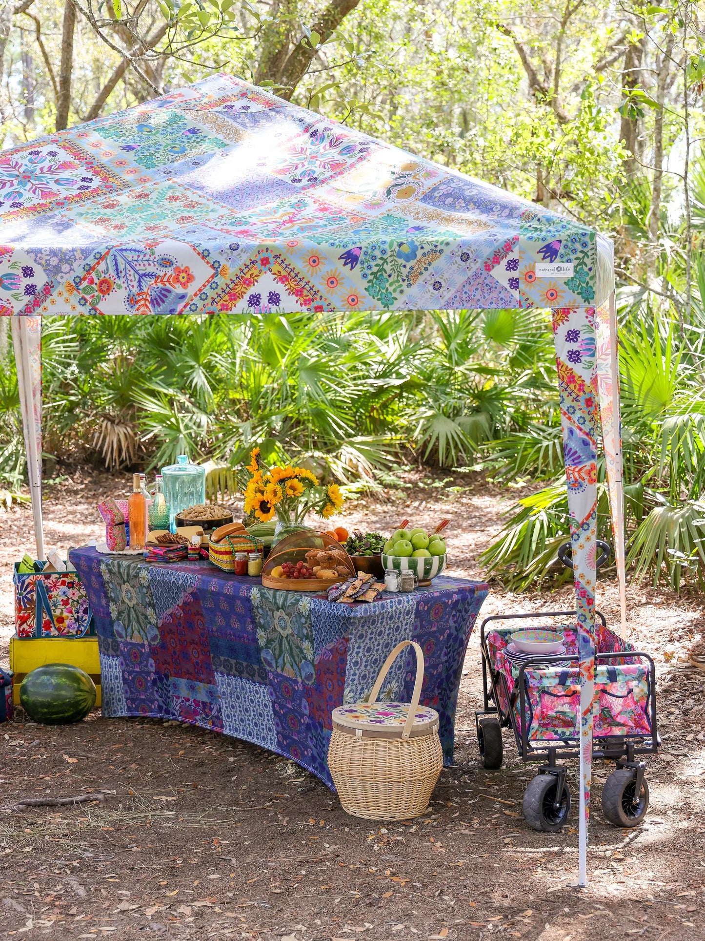 Live Happy Instant Canopy Tent - Mandala Folk Patchwork