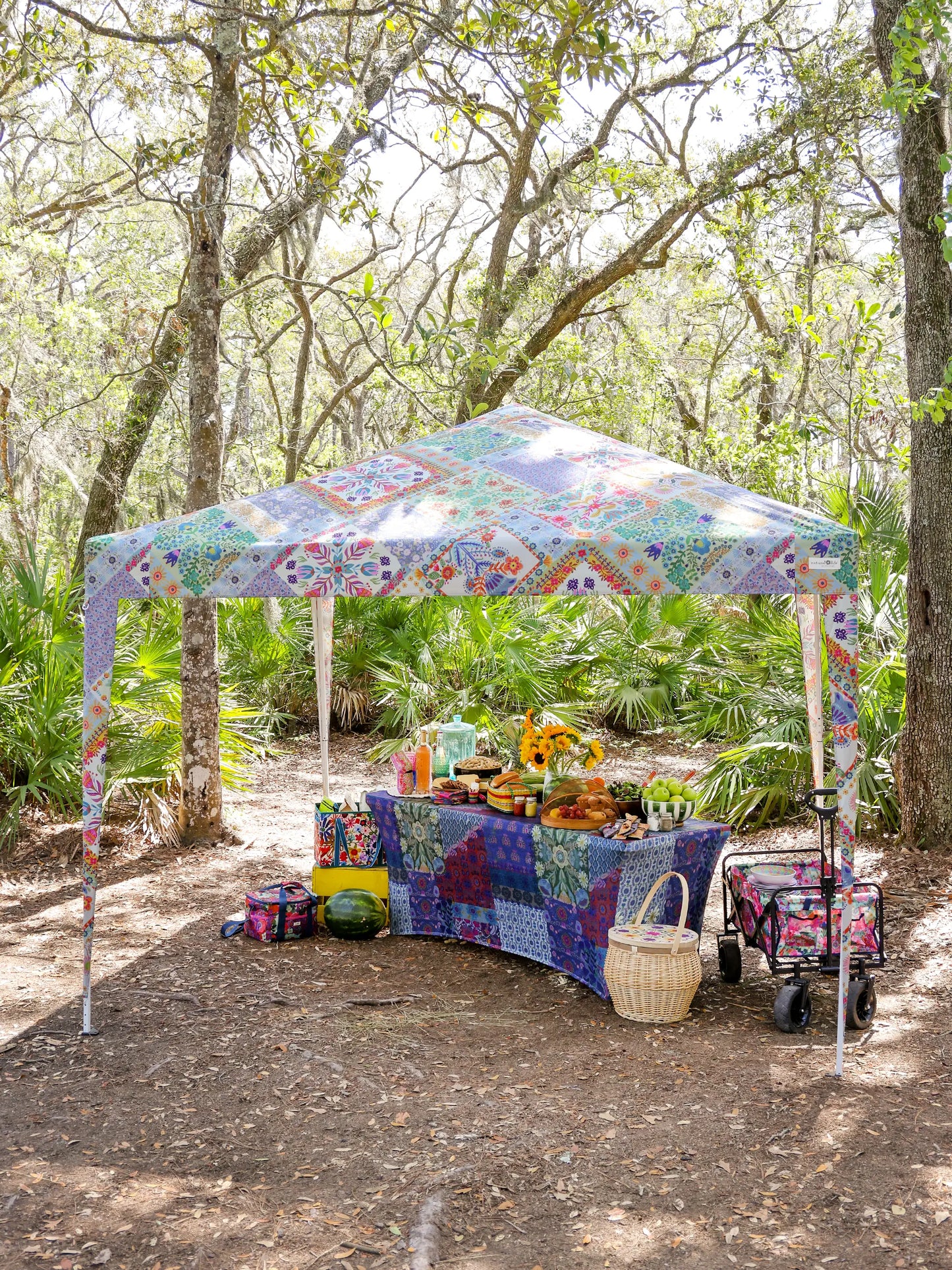 Live Happy Instant Canopy Tent - Mandala Folk Patchwork