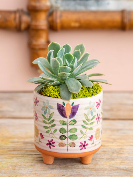 Mini Artisan Planter - Folk Flower