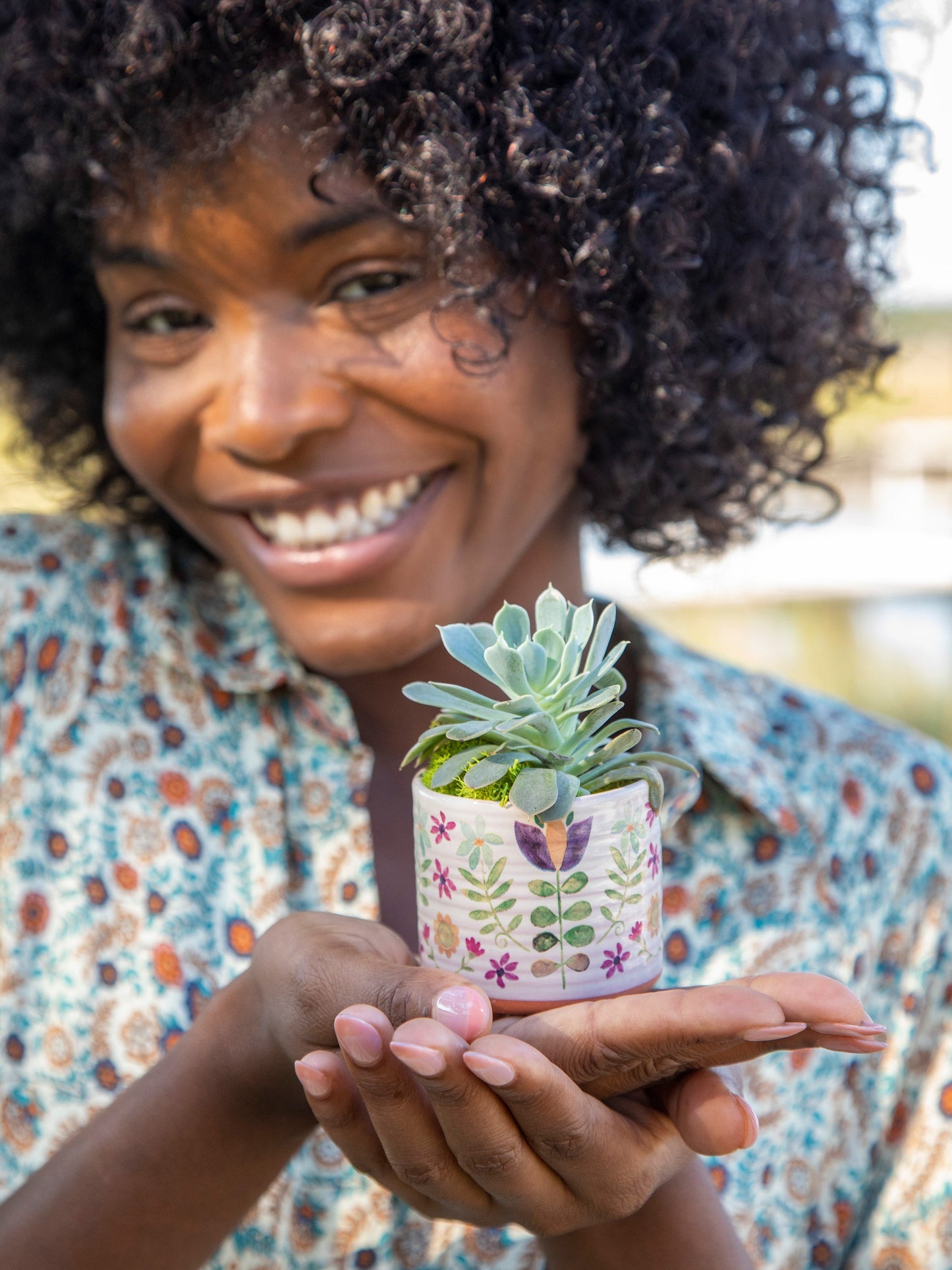 Mini Artisan Planter - Folk Flower