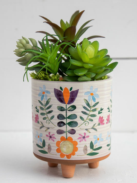 Artisan Planter - Folk Flower