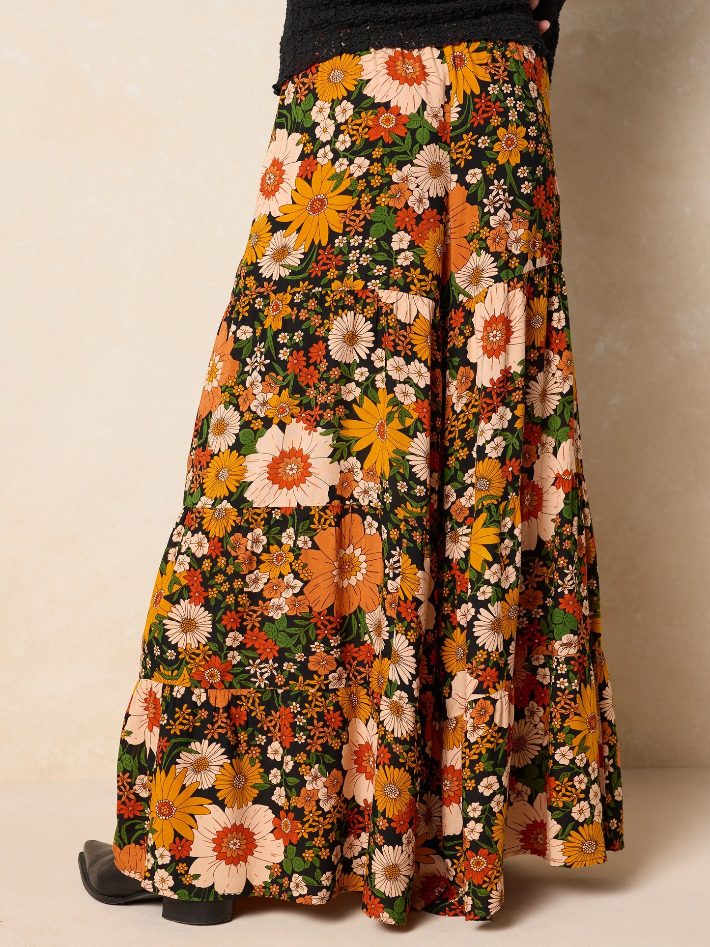 Patti Palazzo Pant -  Orange Floral Cotton