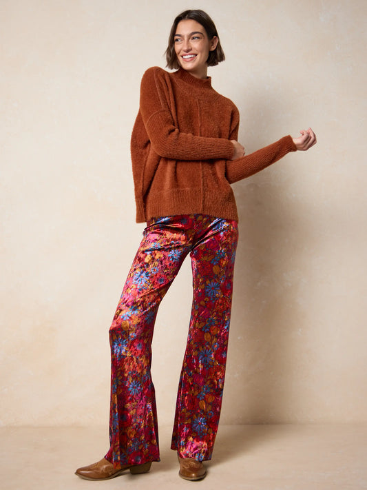Cali Velvet Flare Pant - Drawn Garden Wine