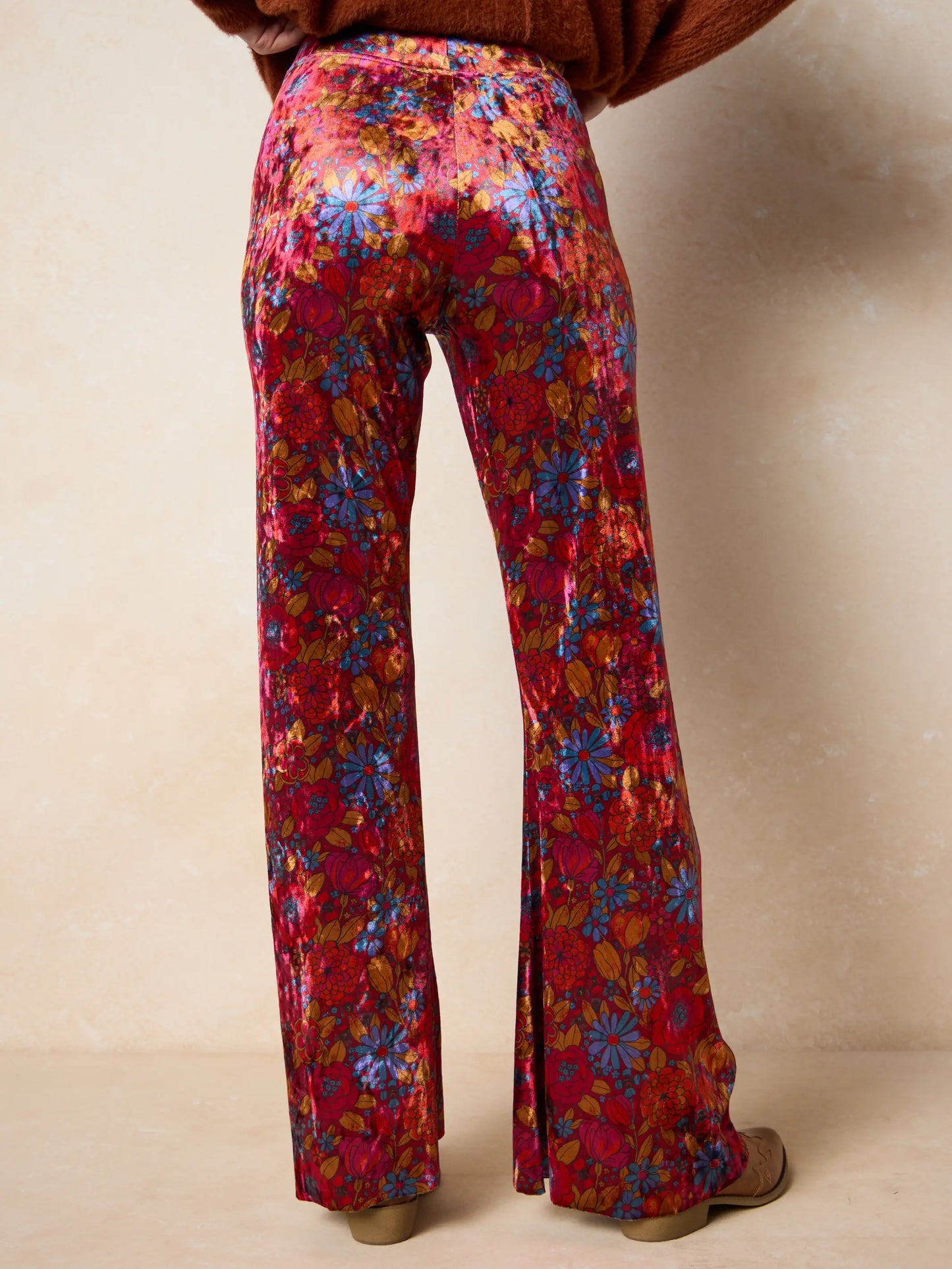 Cali Velvet Flare Pant - Drawn Garden Wine