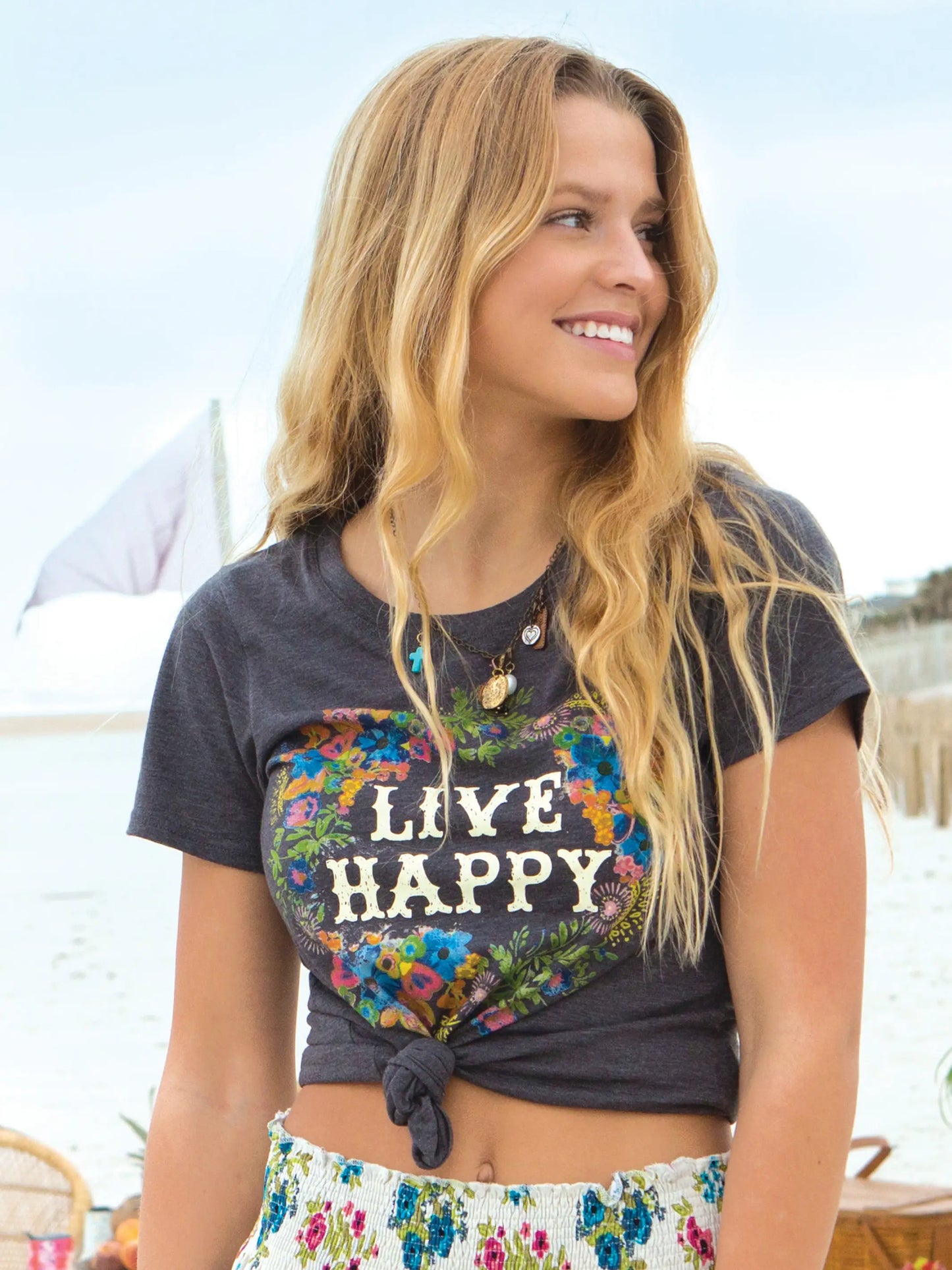 Perfect Fit Tee Shirt - Live Happy Charcoal