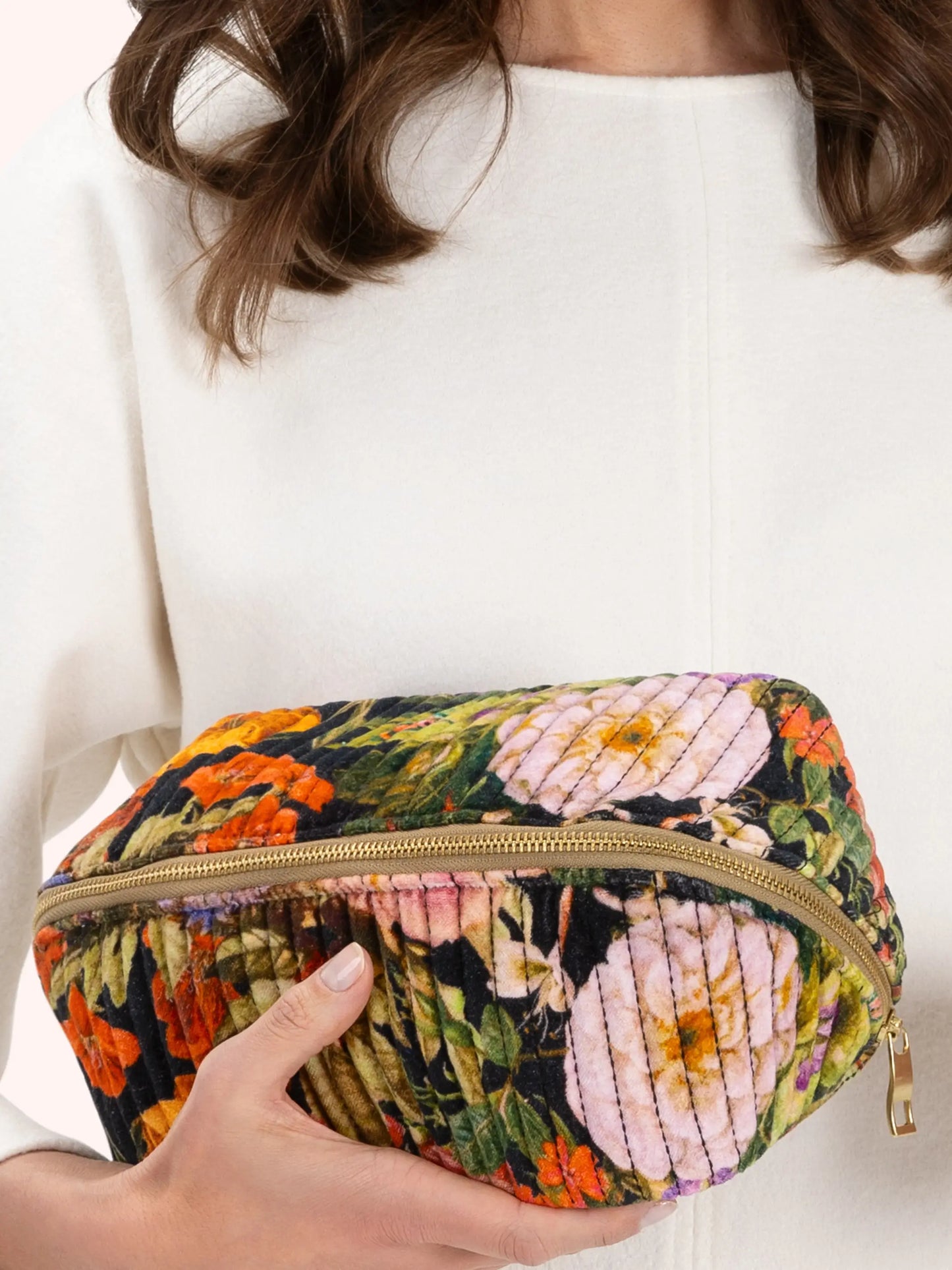 Quilted Velvet Makeup Bag