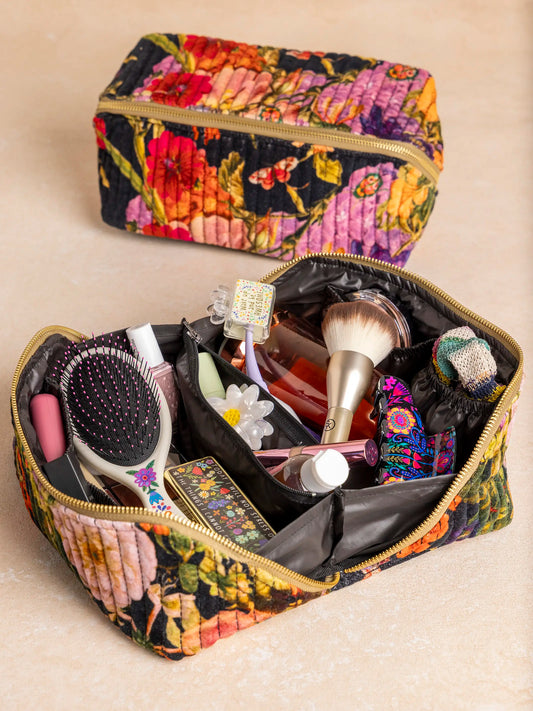 Quilted Velvet Makeup Bag