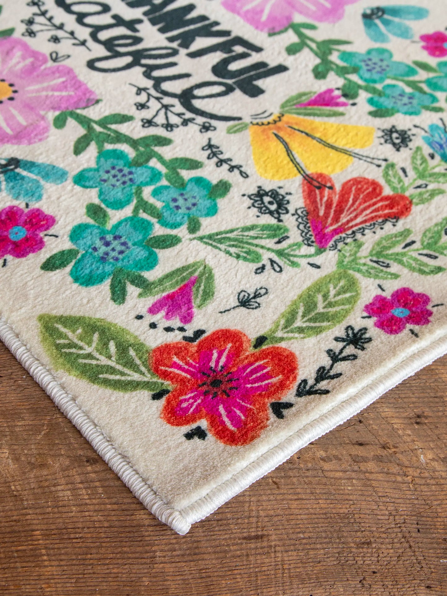 Chenille Rug, 2' x 3' - Thankful Grateful