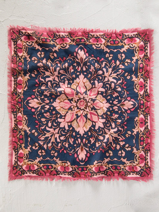 Printed Cotton Bandana - Navy