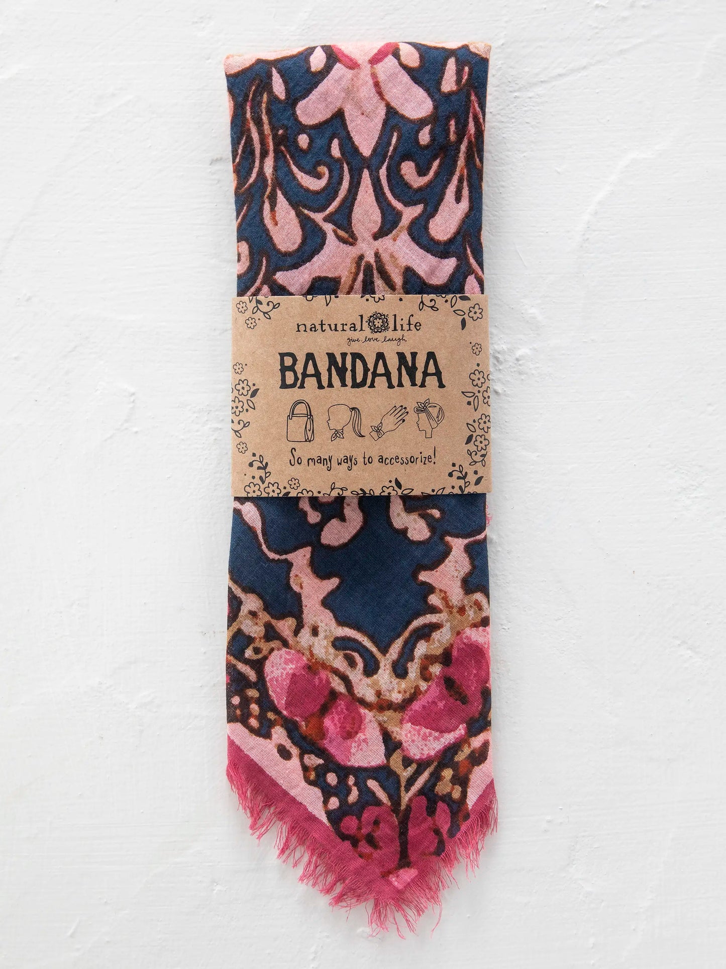 Printed Cotton Bandana - Navy