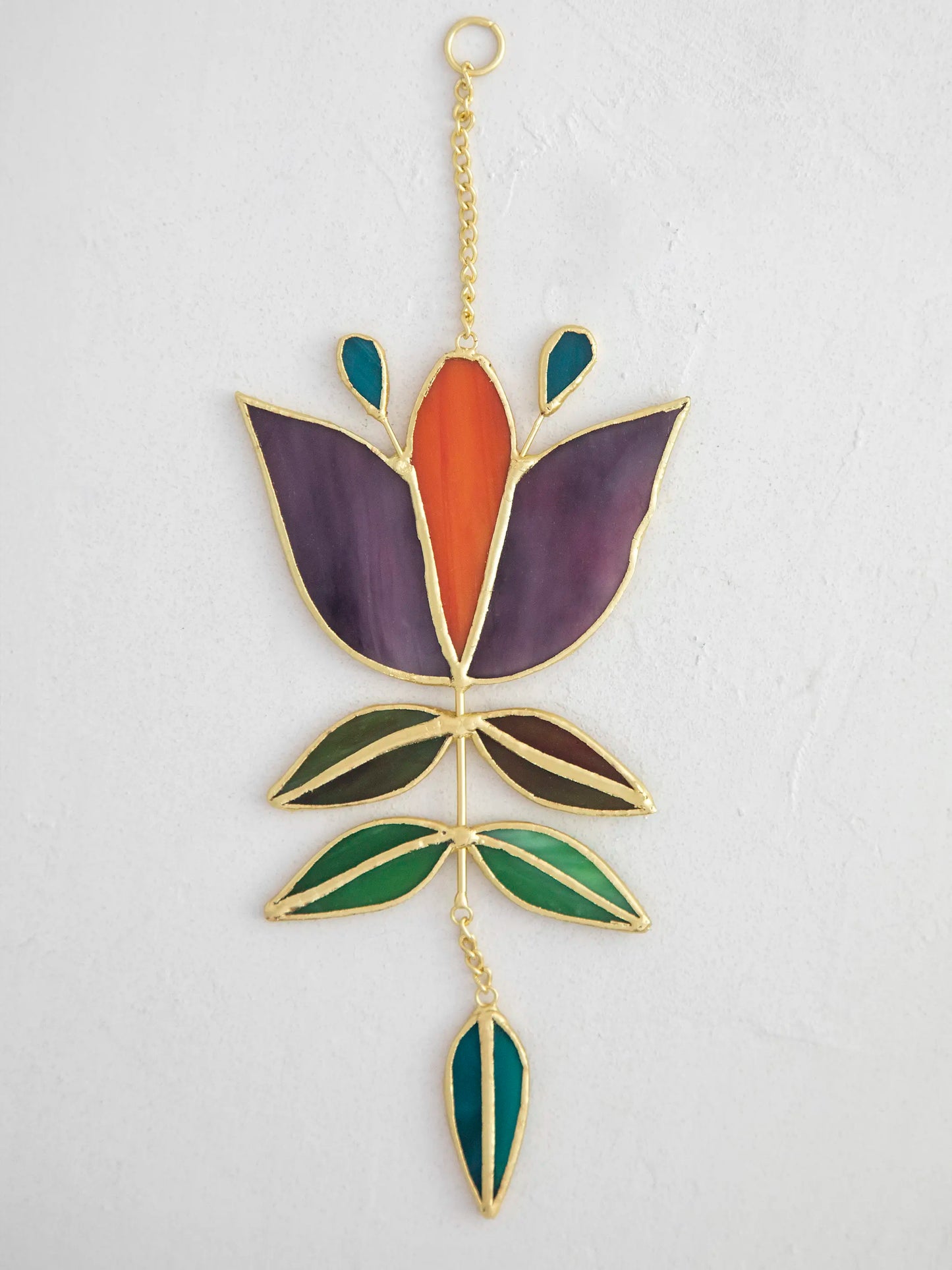 Stained Glass Window Hanging - Folk Flower