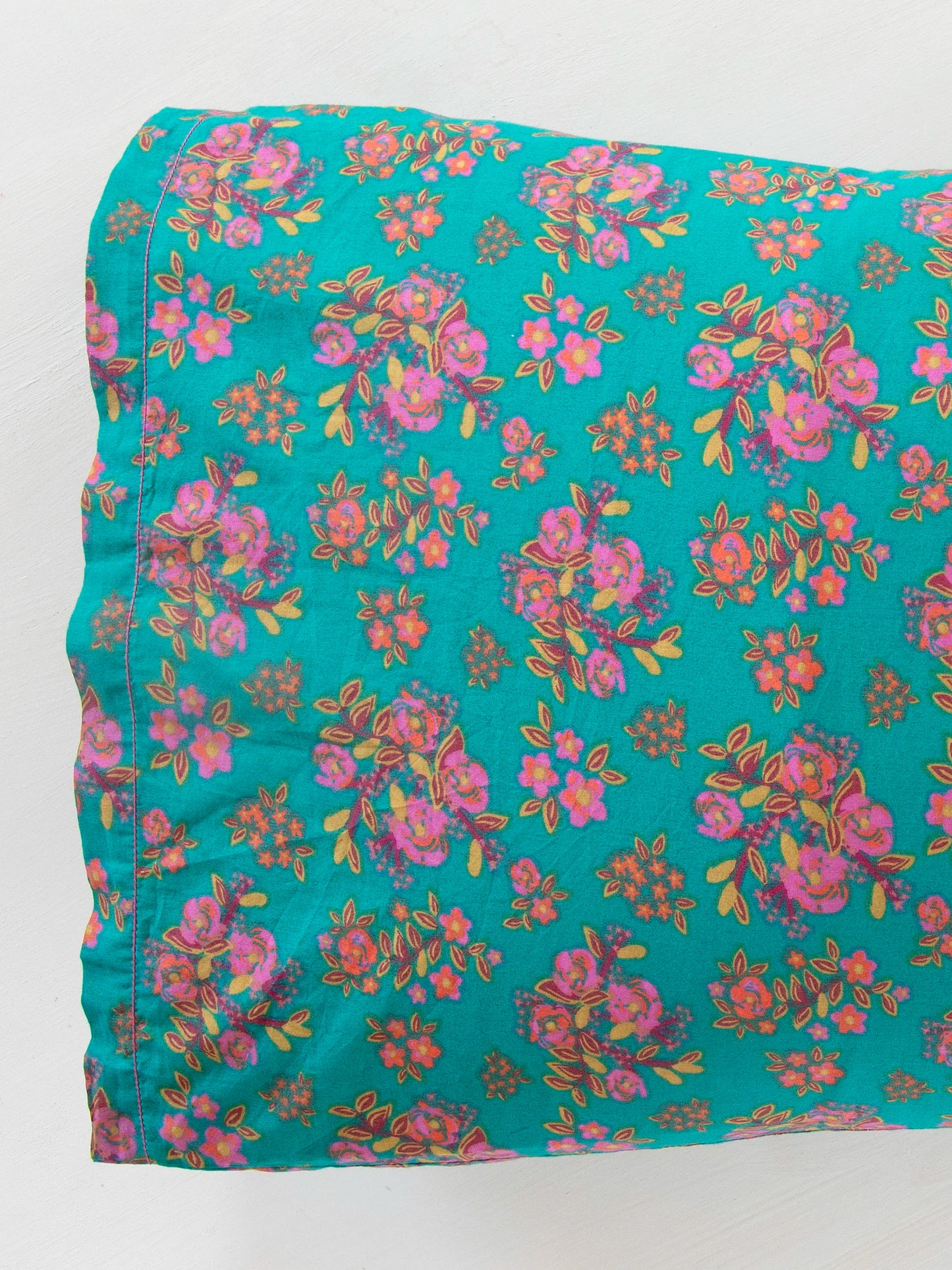 Mix & Match Cotton Pillowcase, Single - Teal Bouquet Blooms