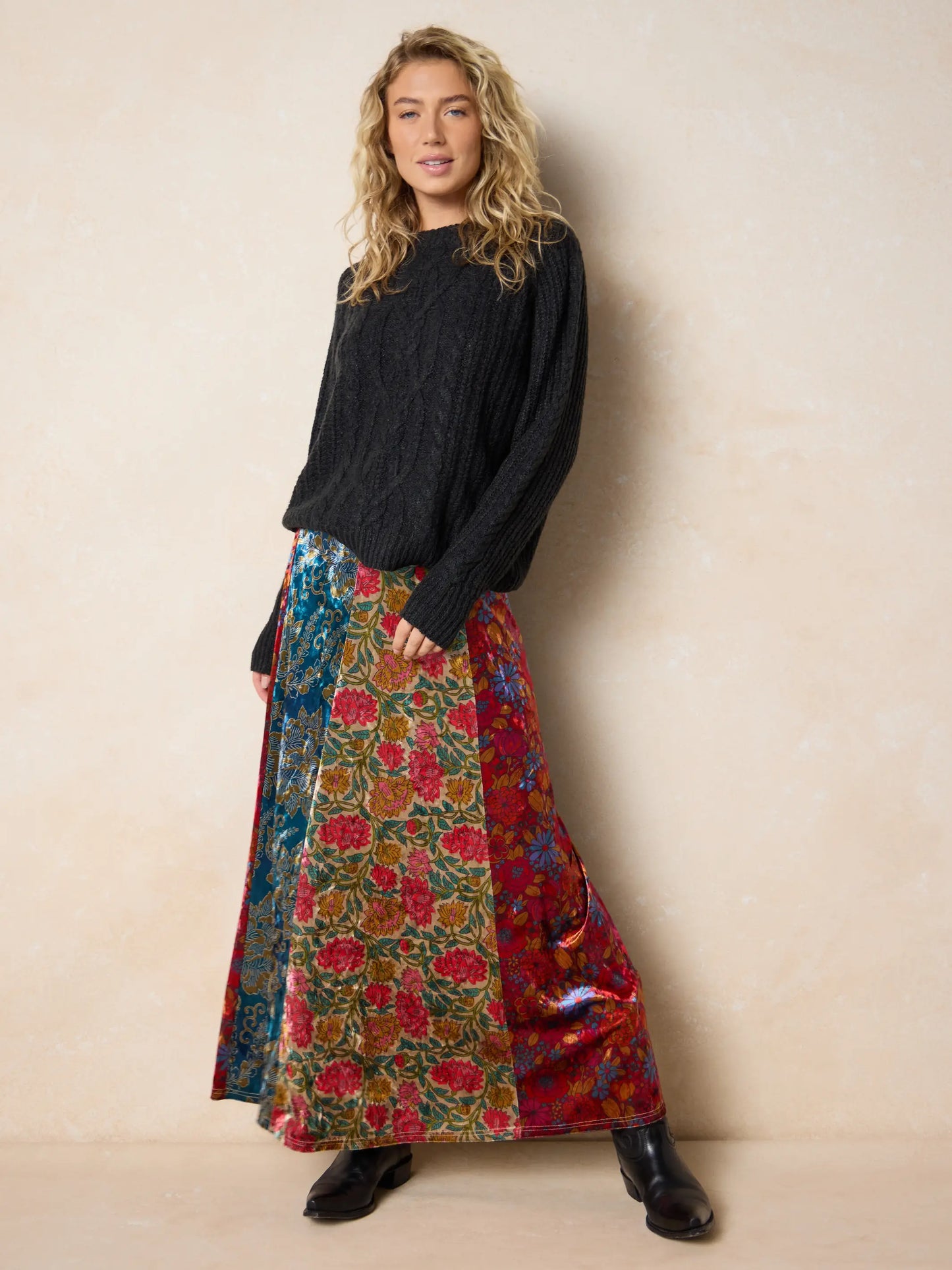 Valentina Velvet Maxi Skirt - Magic Meadow Multi