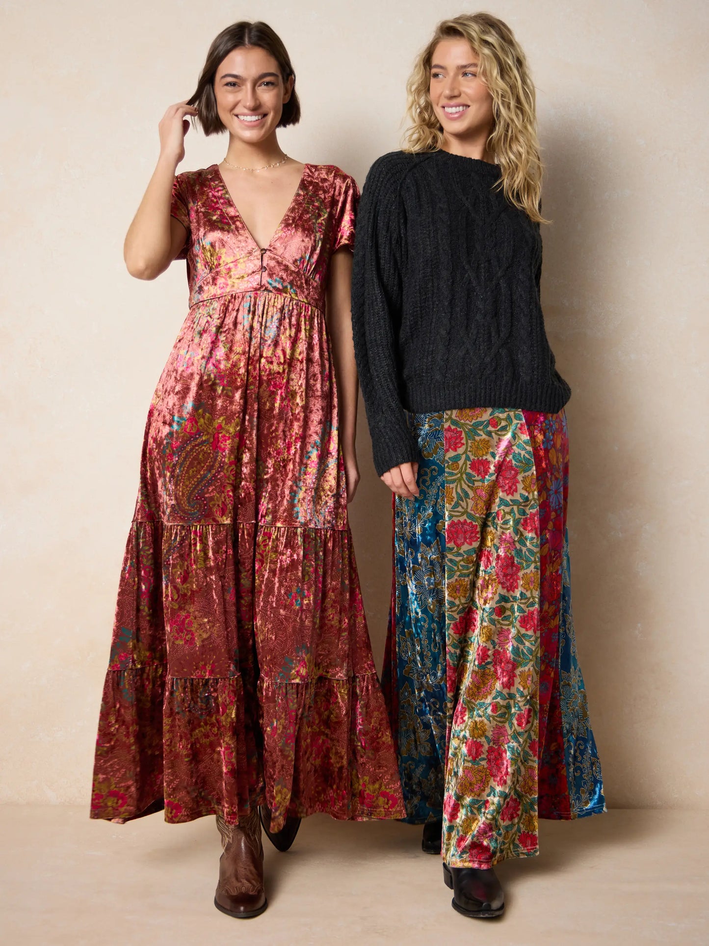 Valentina Velvet Maxi Skirt - Magic Meadow Multi