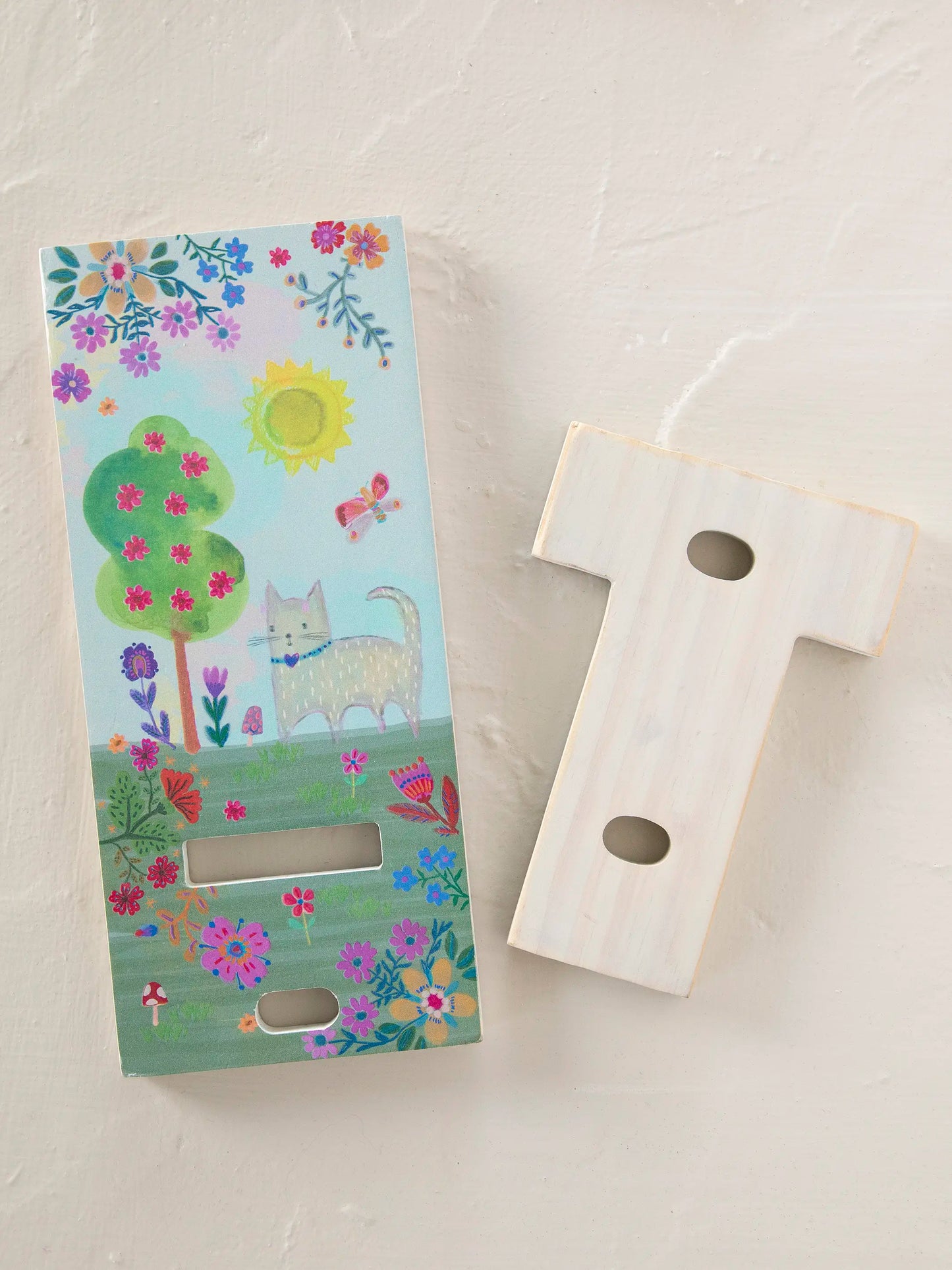 Wooden Phone Stand - Light Blue Cat