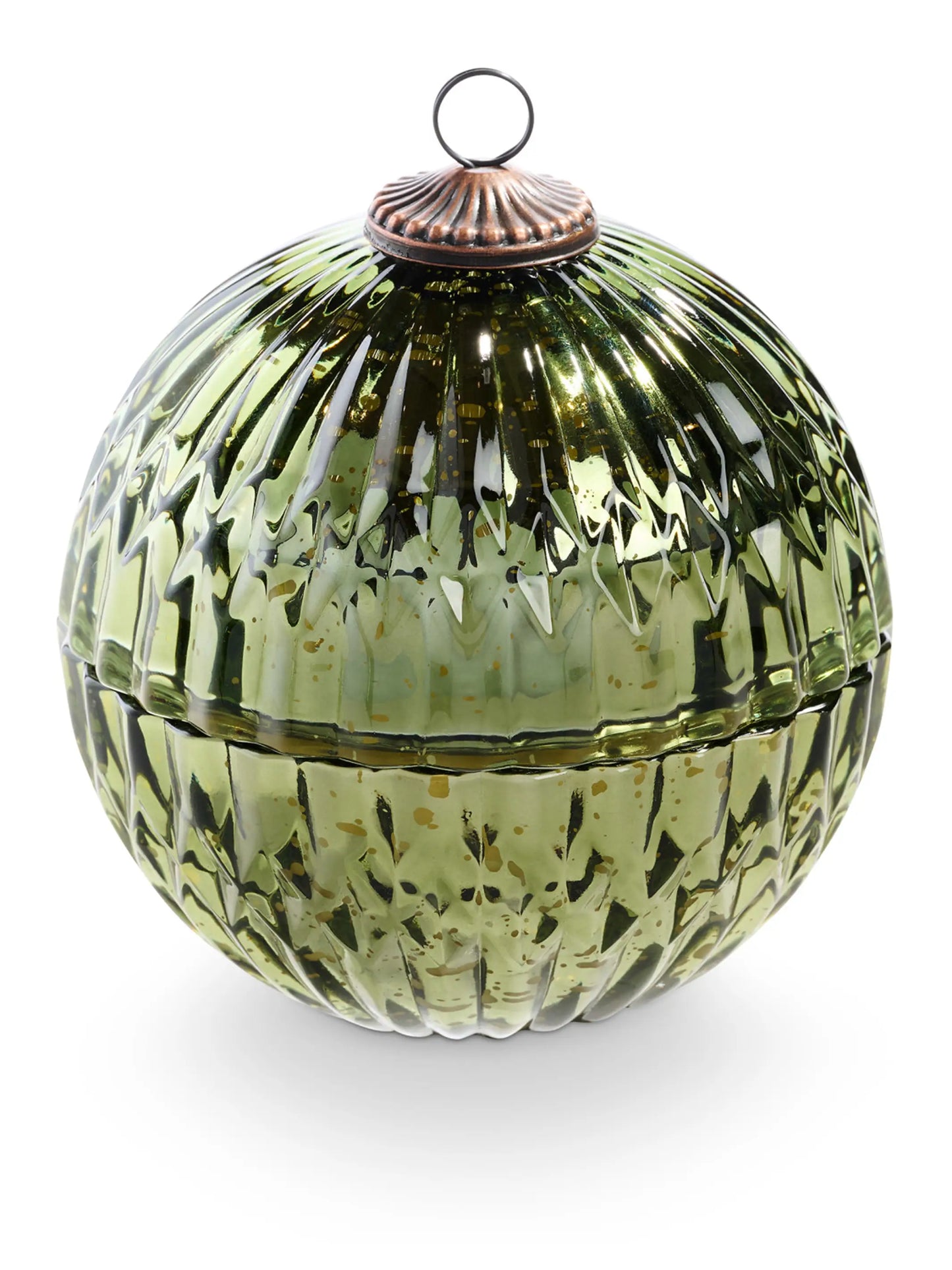 Mercury Glass Ornament Candle - Green