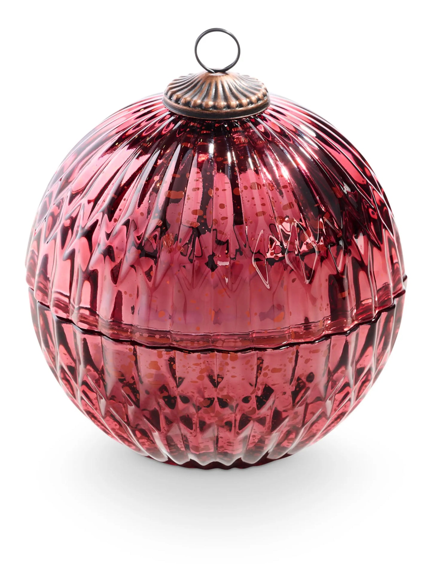 Mercury Glass Ornament Candle - Red