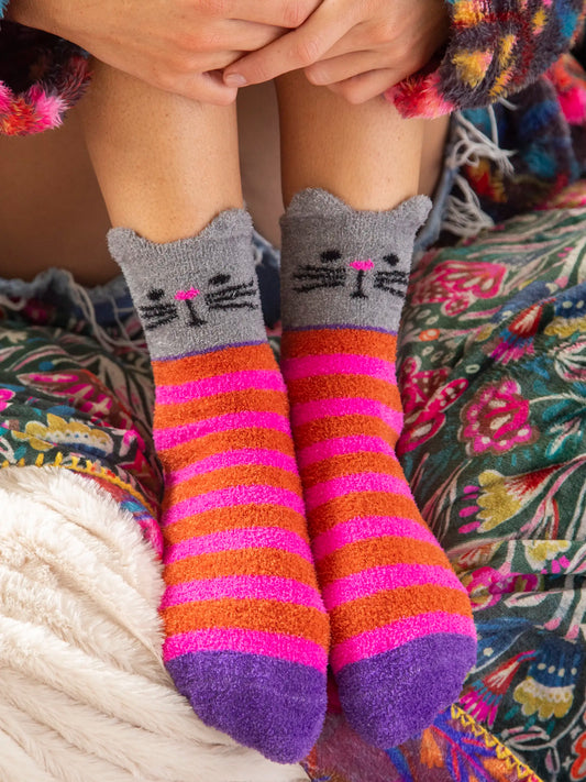 Cozy Socks - Hot Pink Cat