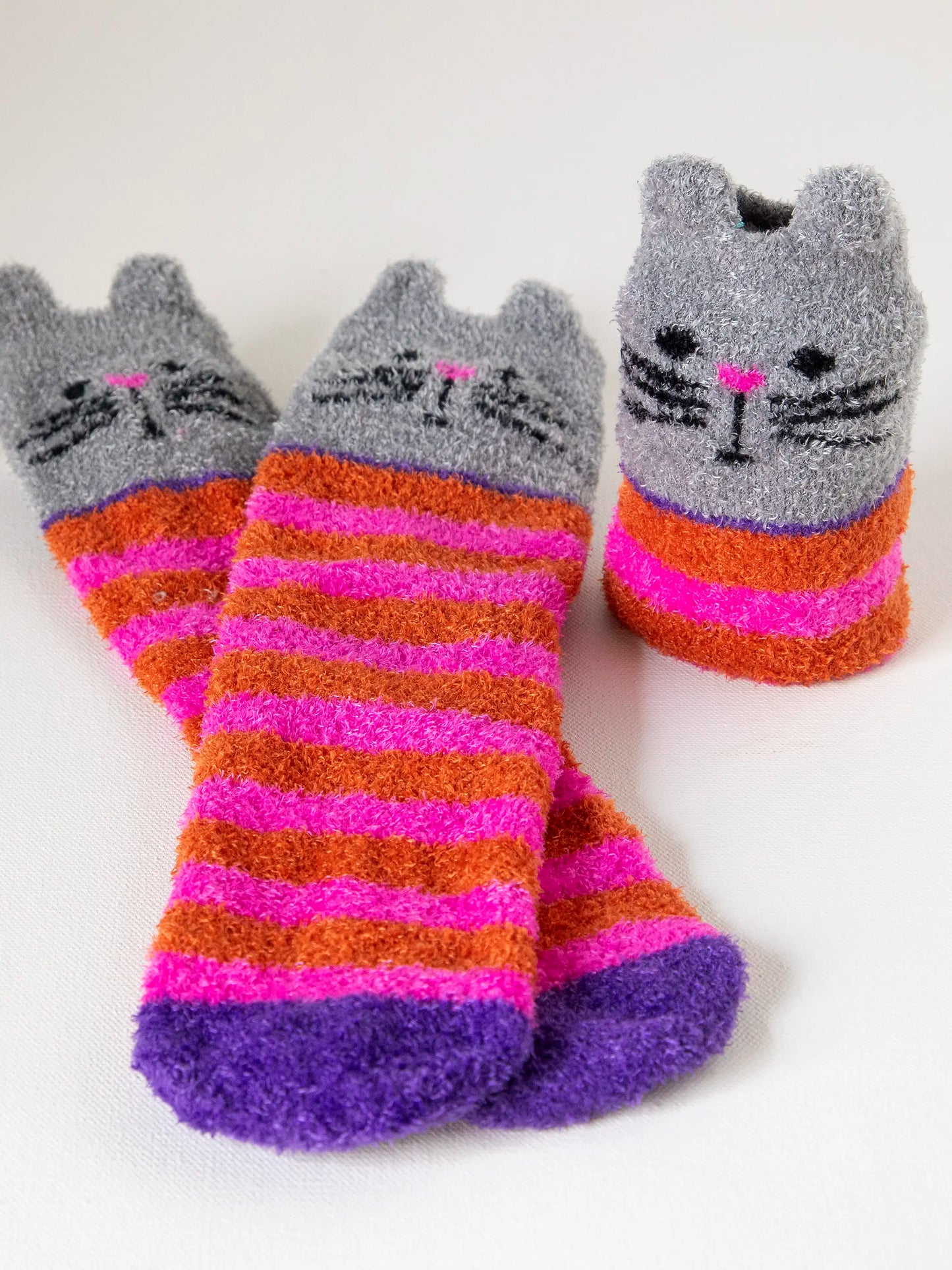 Cozy Socks - Hot Pink Cat