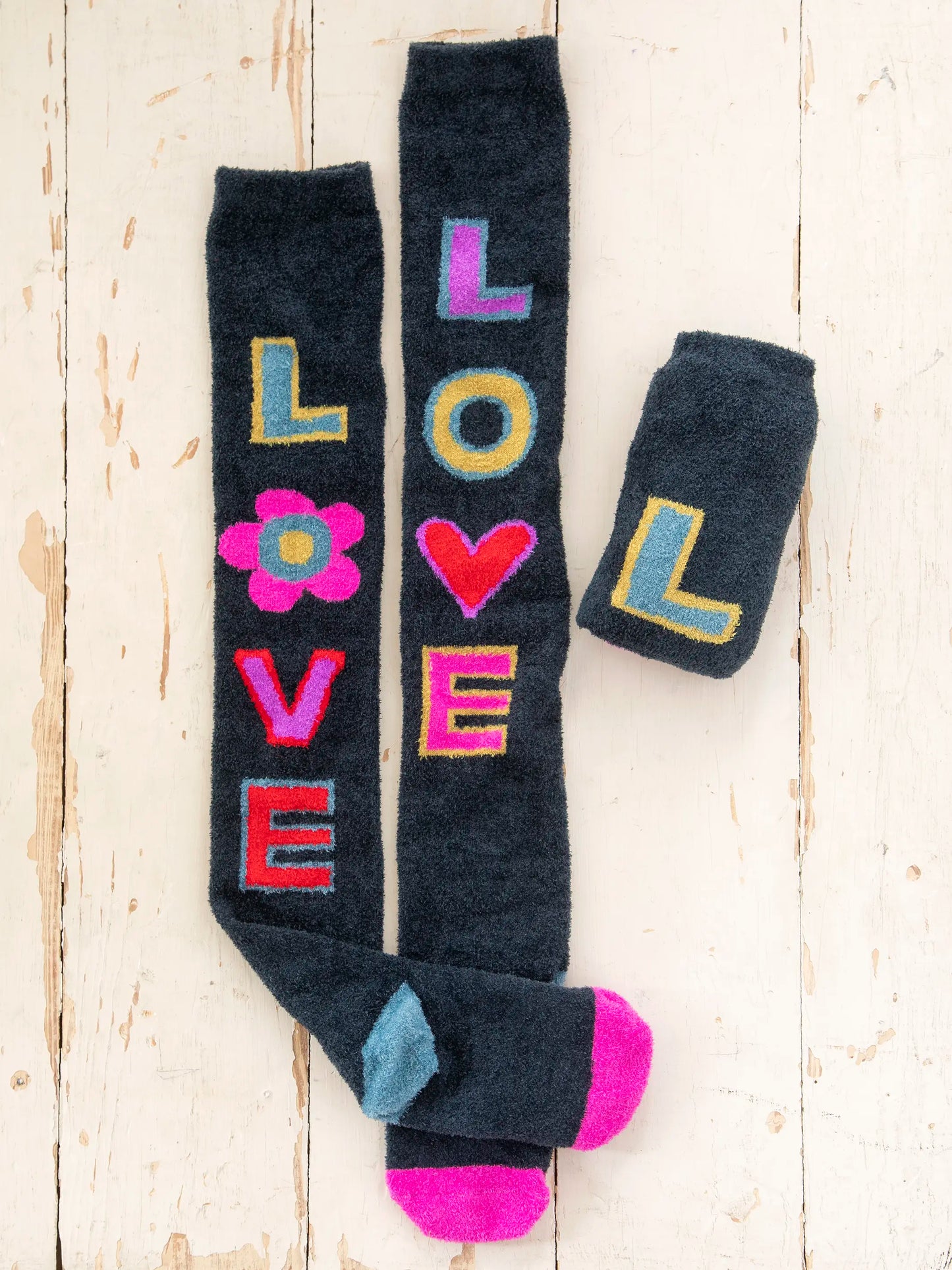 Over-the-Knee Cozy Socks - Navy Love
