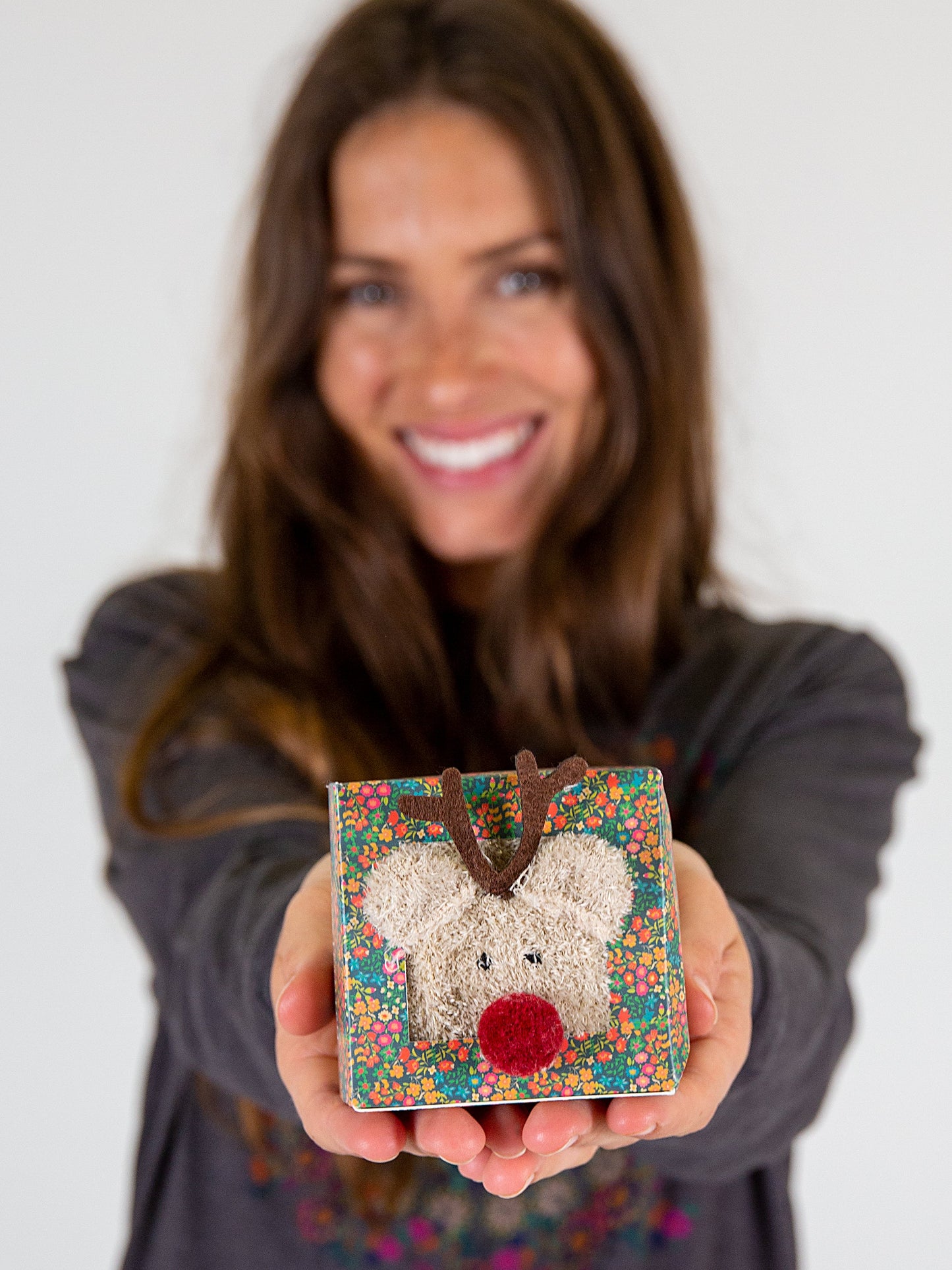 Boxed Cozy Critter Socks - Reindeer