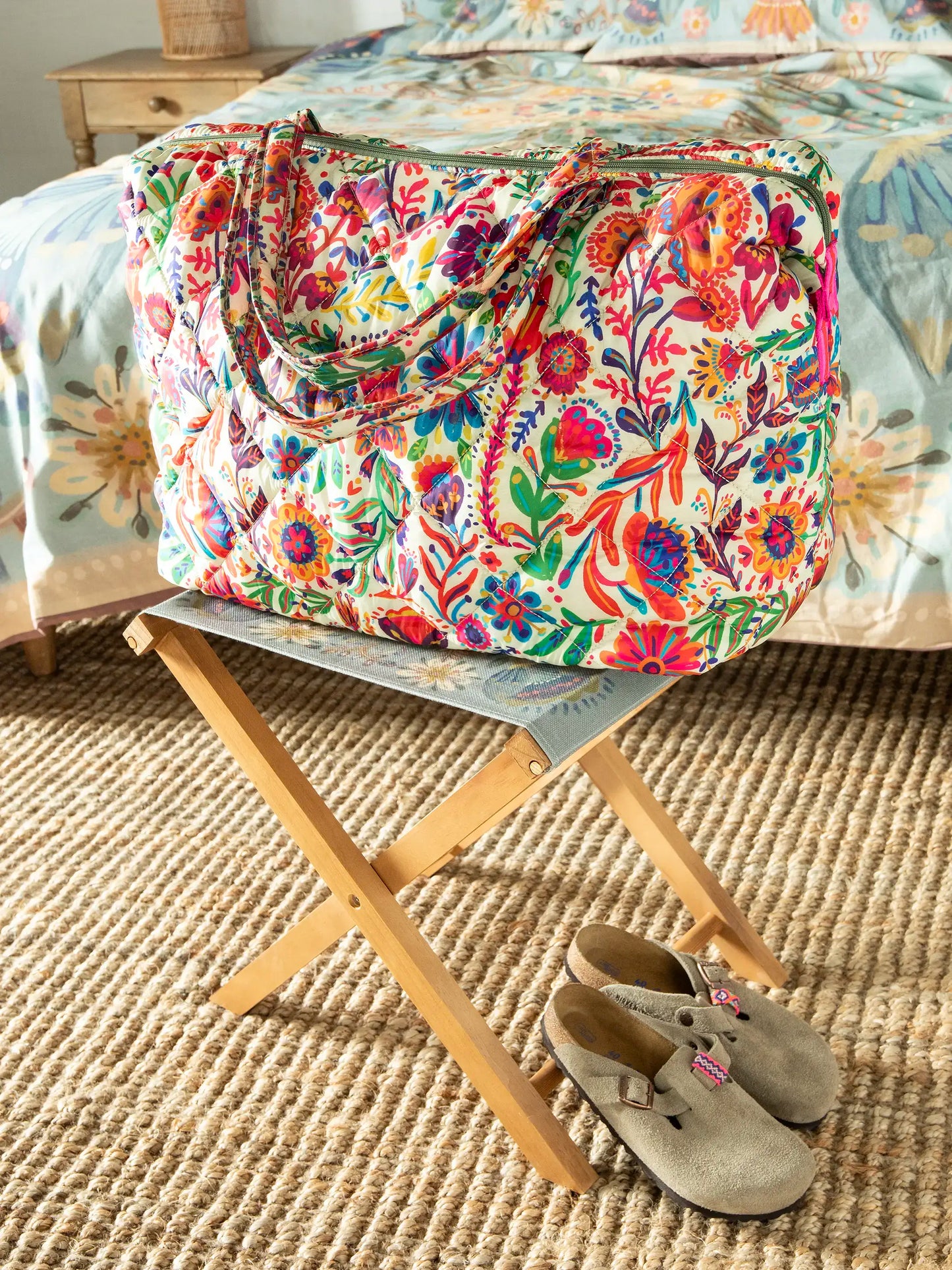 Puffy Weekender Bag - Rainbow Cream Floral