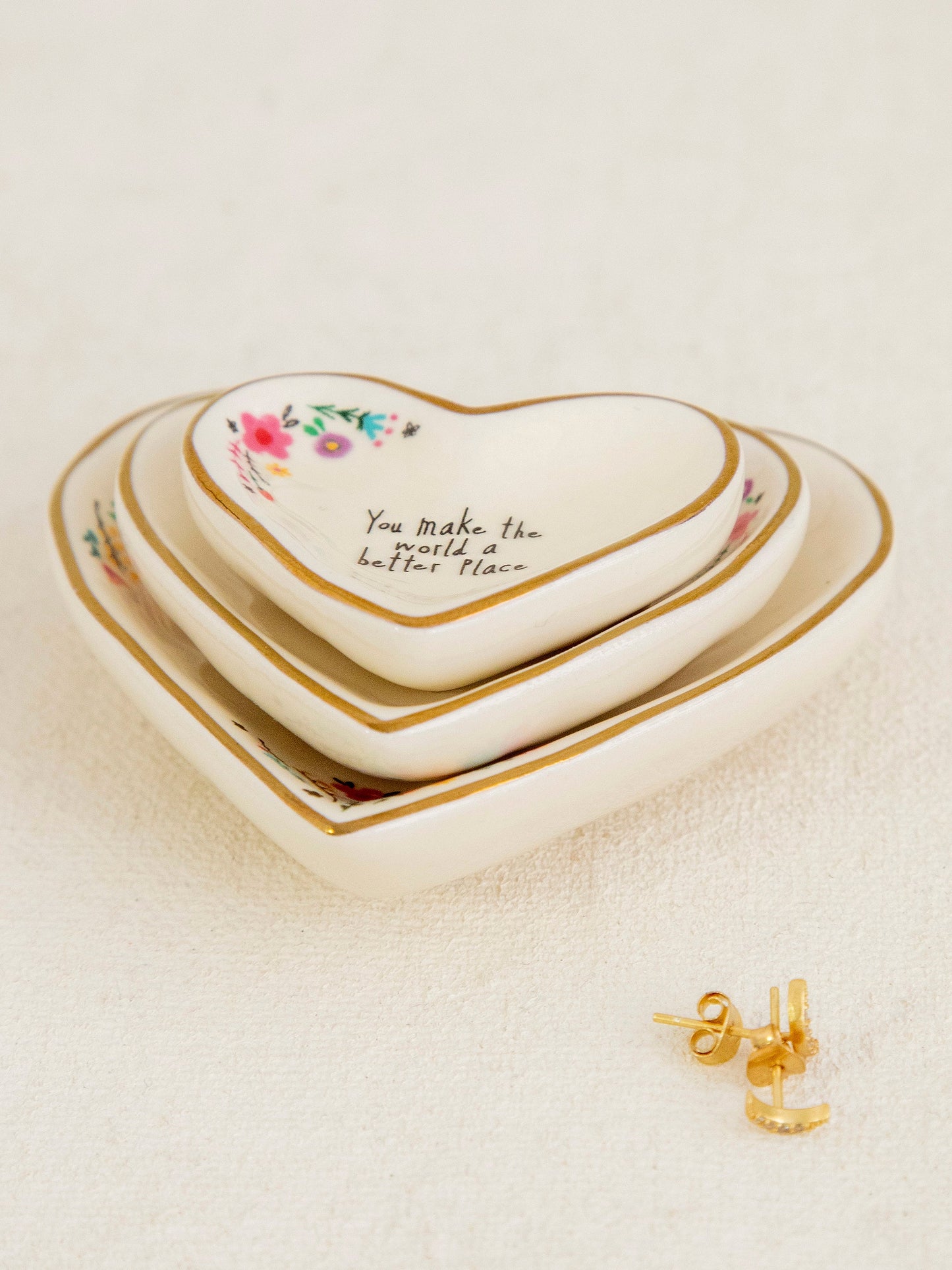 Nesting Heart Trinket Dishes, Set of 3 - World Better