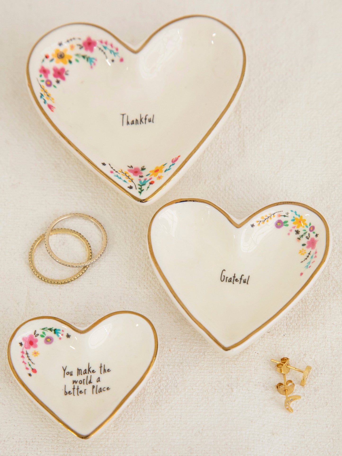 Nesting Heart Trinket Dishes, Set of 3 - World Better